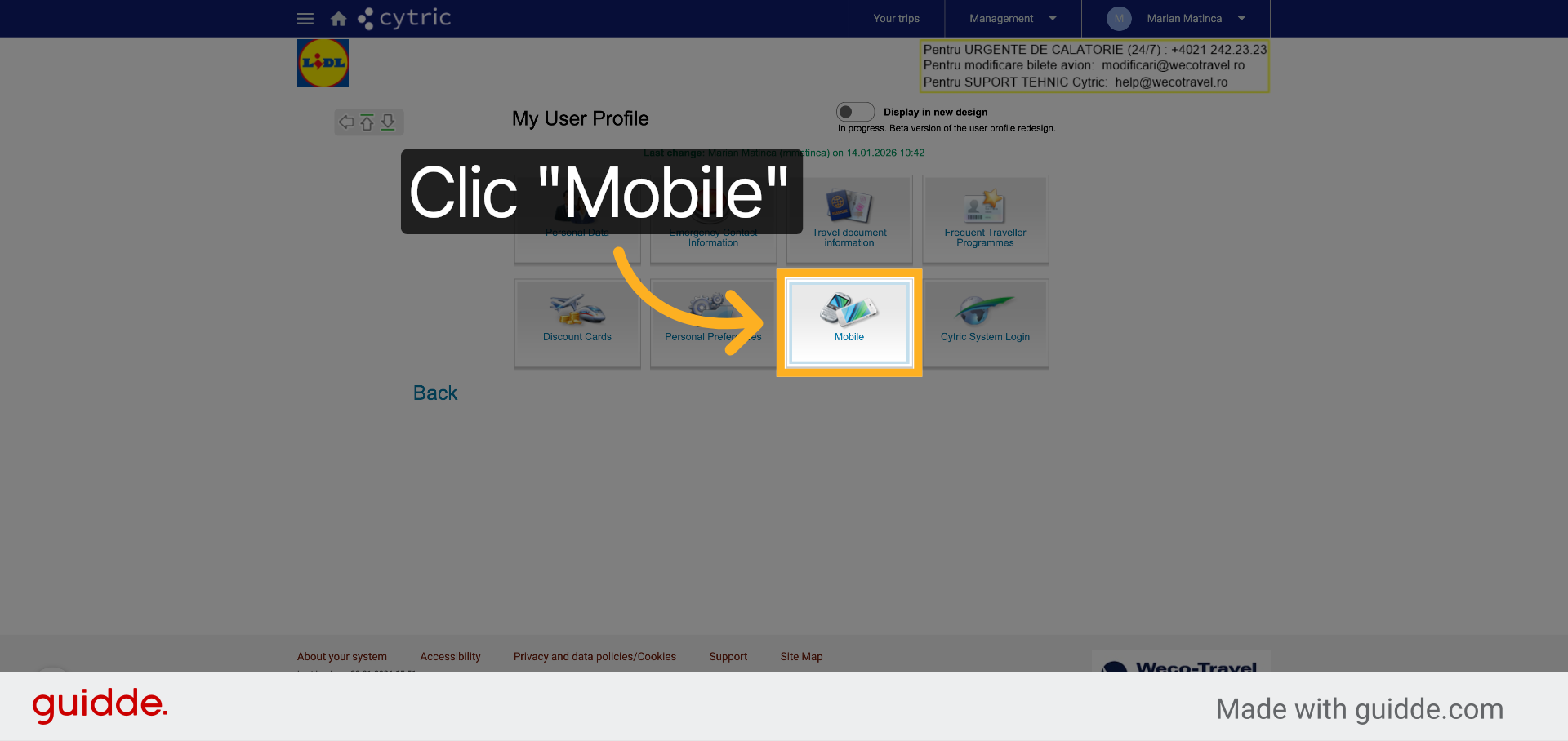 Selectează Opțiunea Mobile