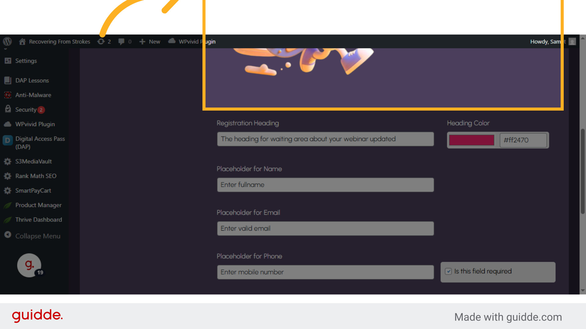 Click 'Heading Image CHOOSE REMOVE'