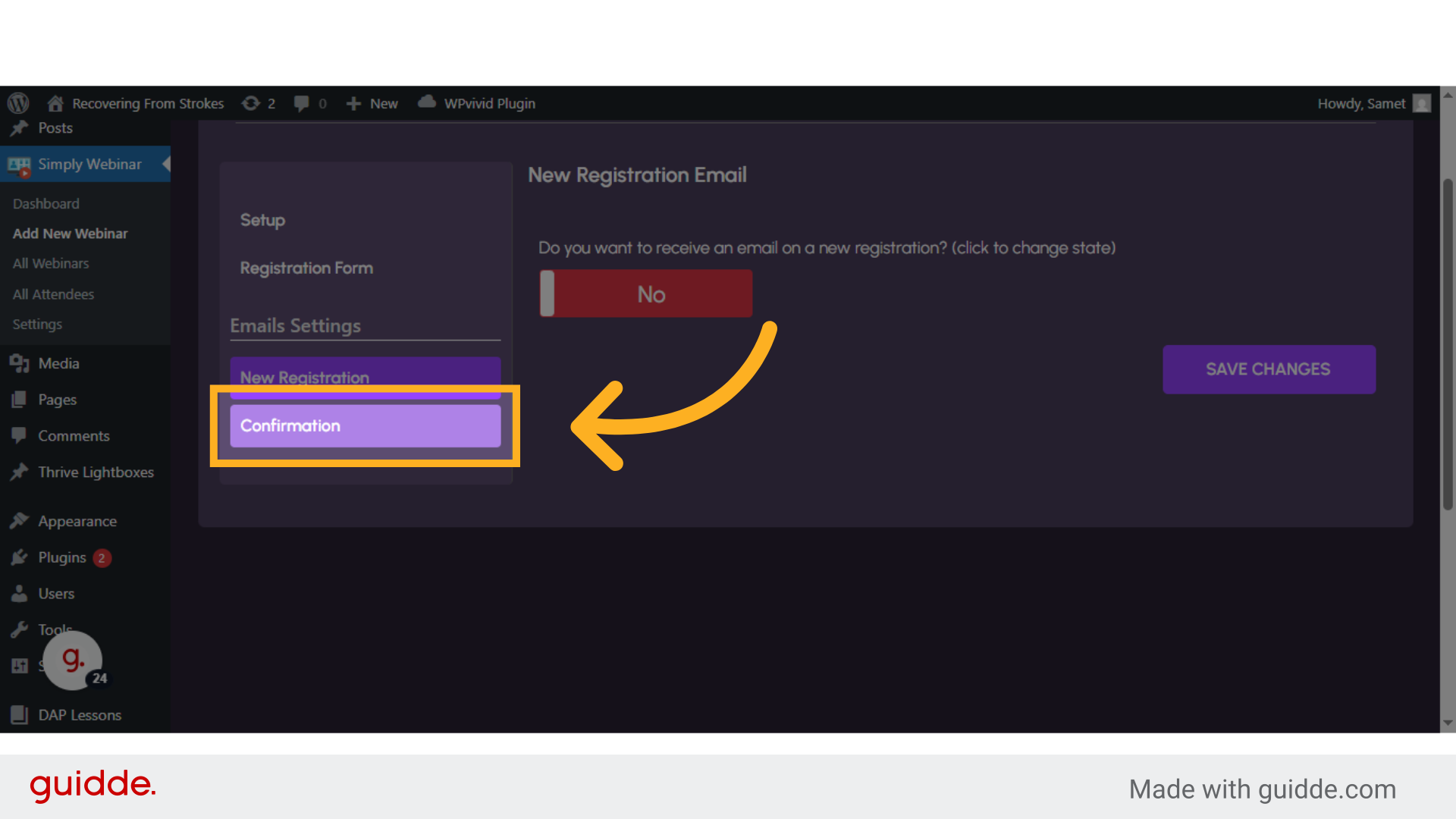 Click 'Confirmation'