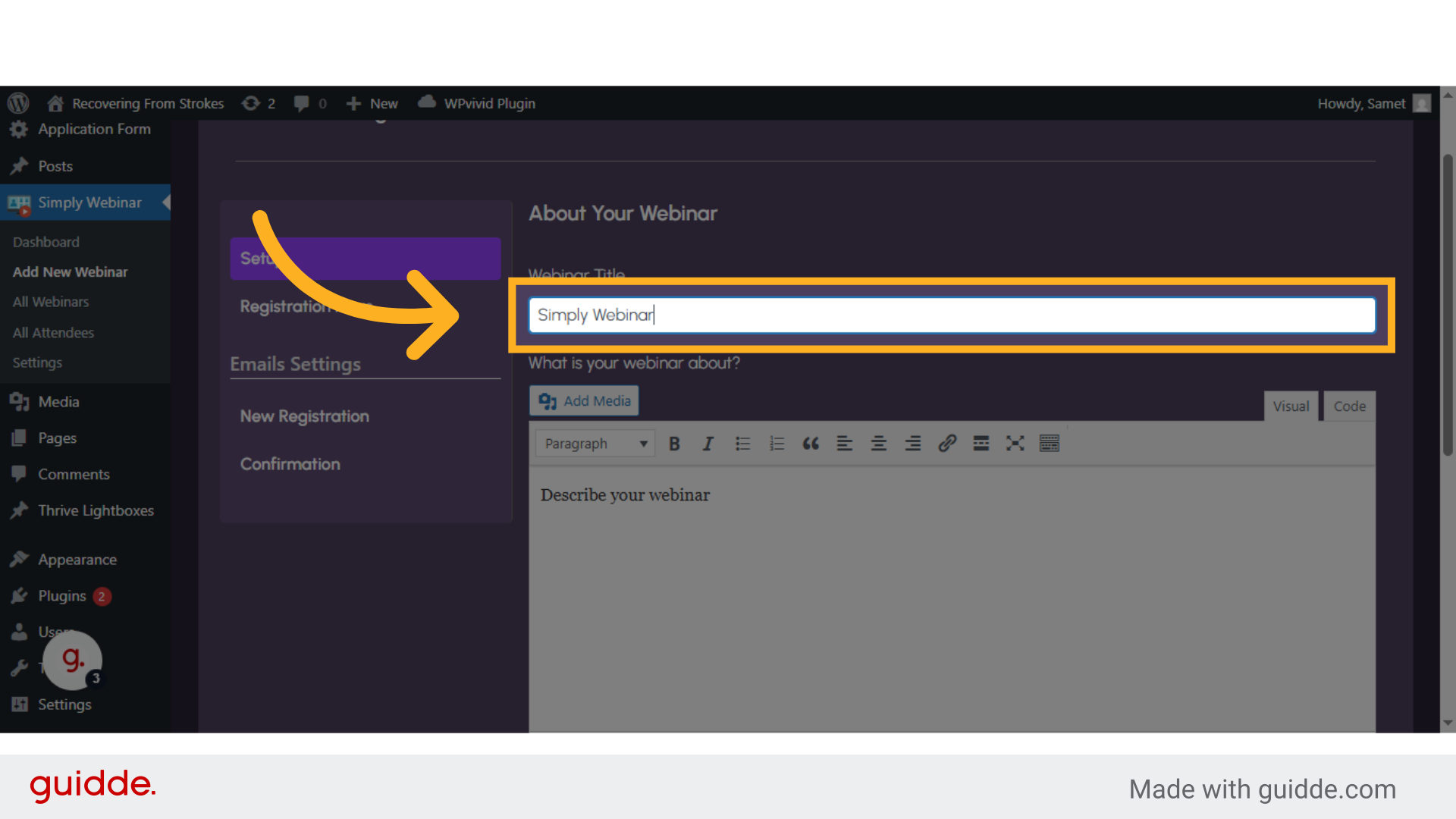 Click 'Webinar Title'