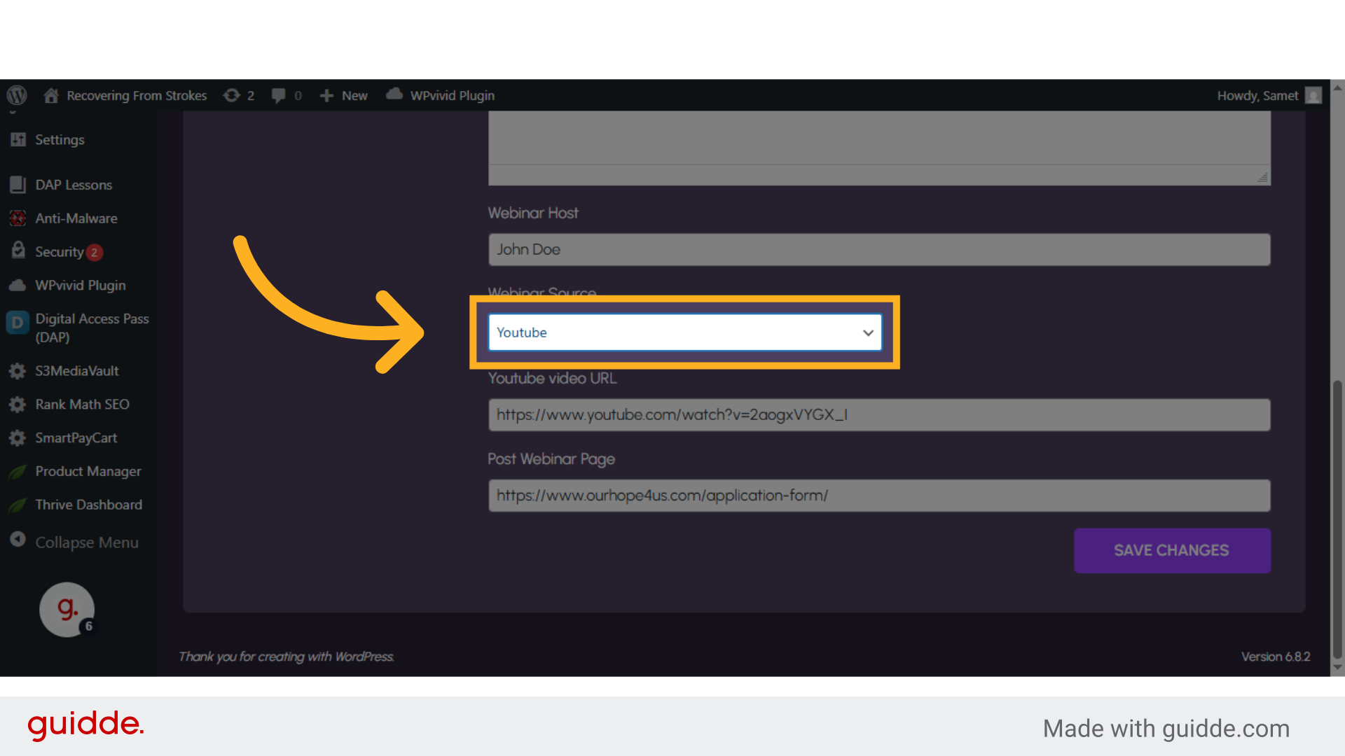 Click 'Youtube Vimeo Amazon S3 Self Hosted'