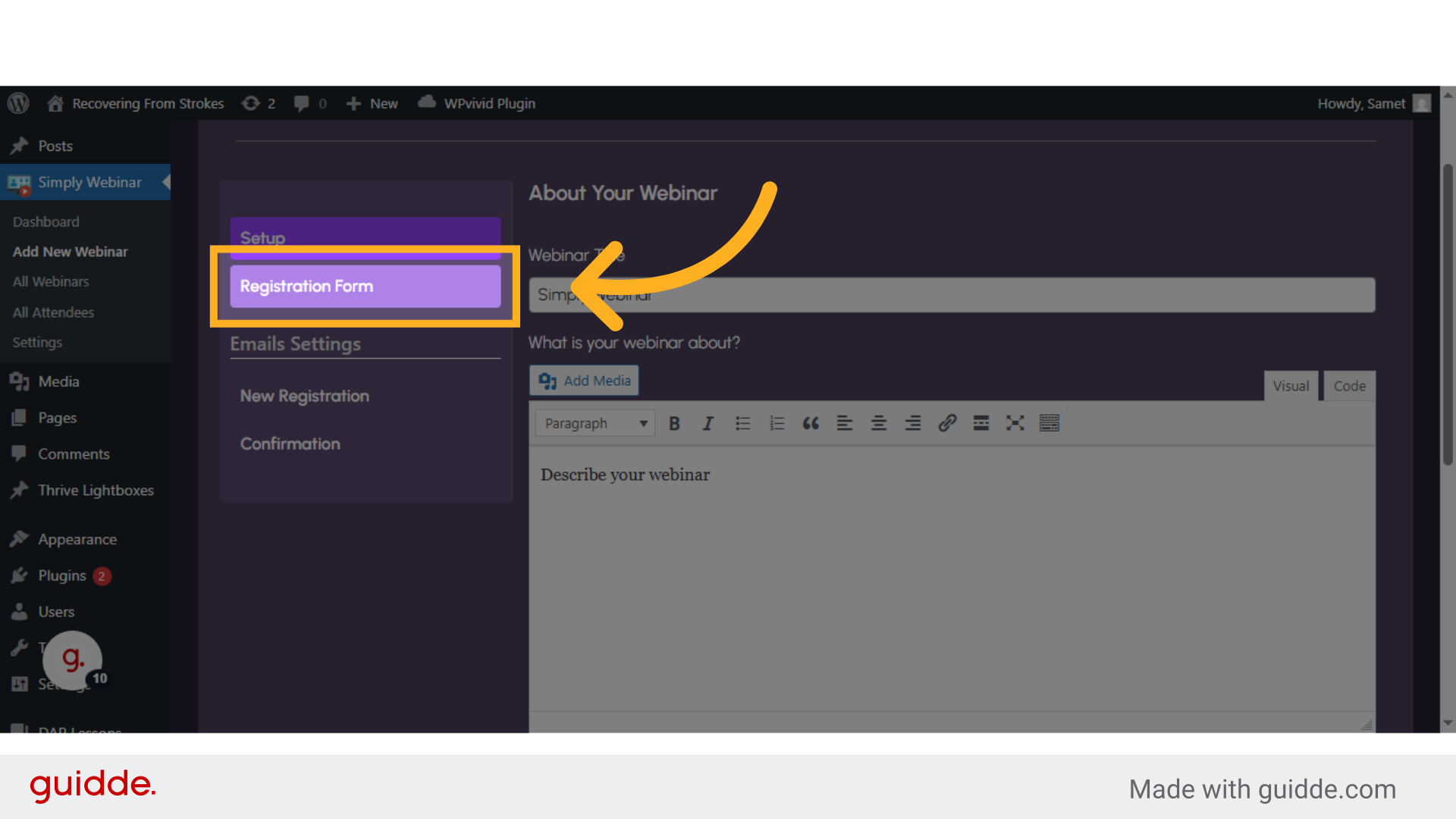 Click 'Registration Form'