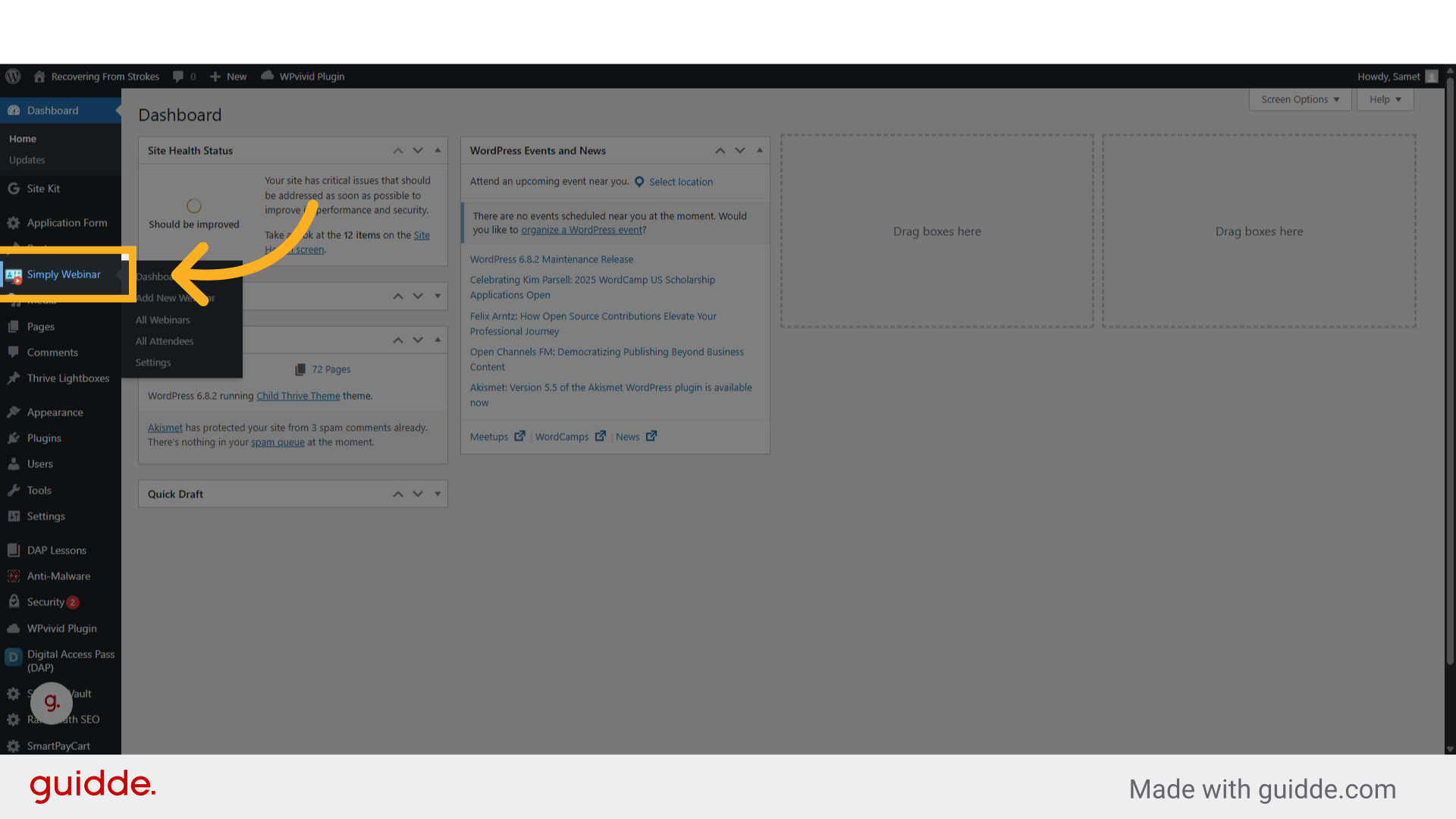 Click 'Simply Webinar'