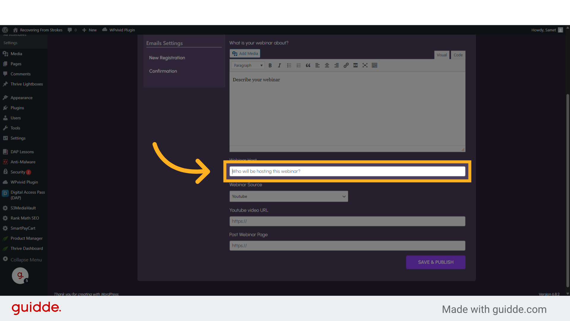 Click 'Webinar Host'