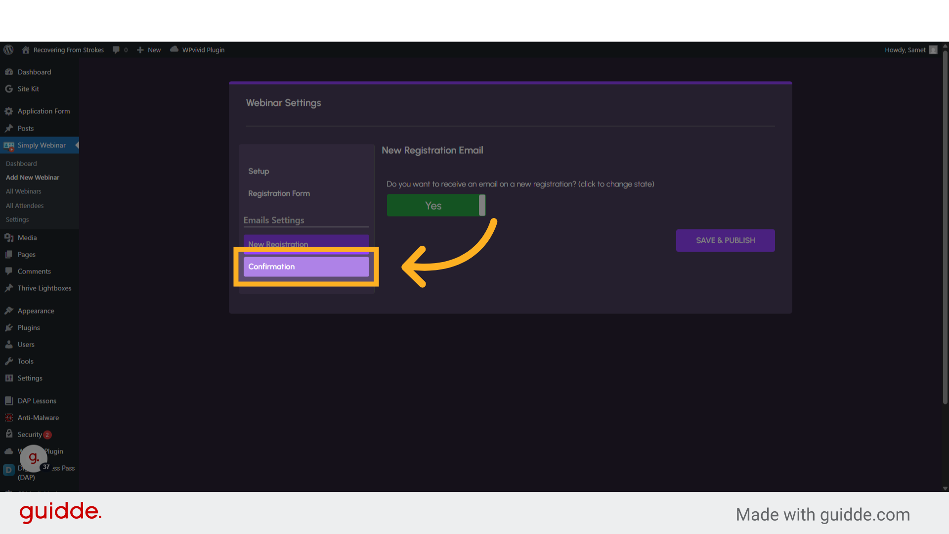 Click 'Confirmation'