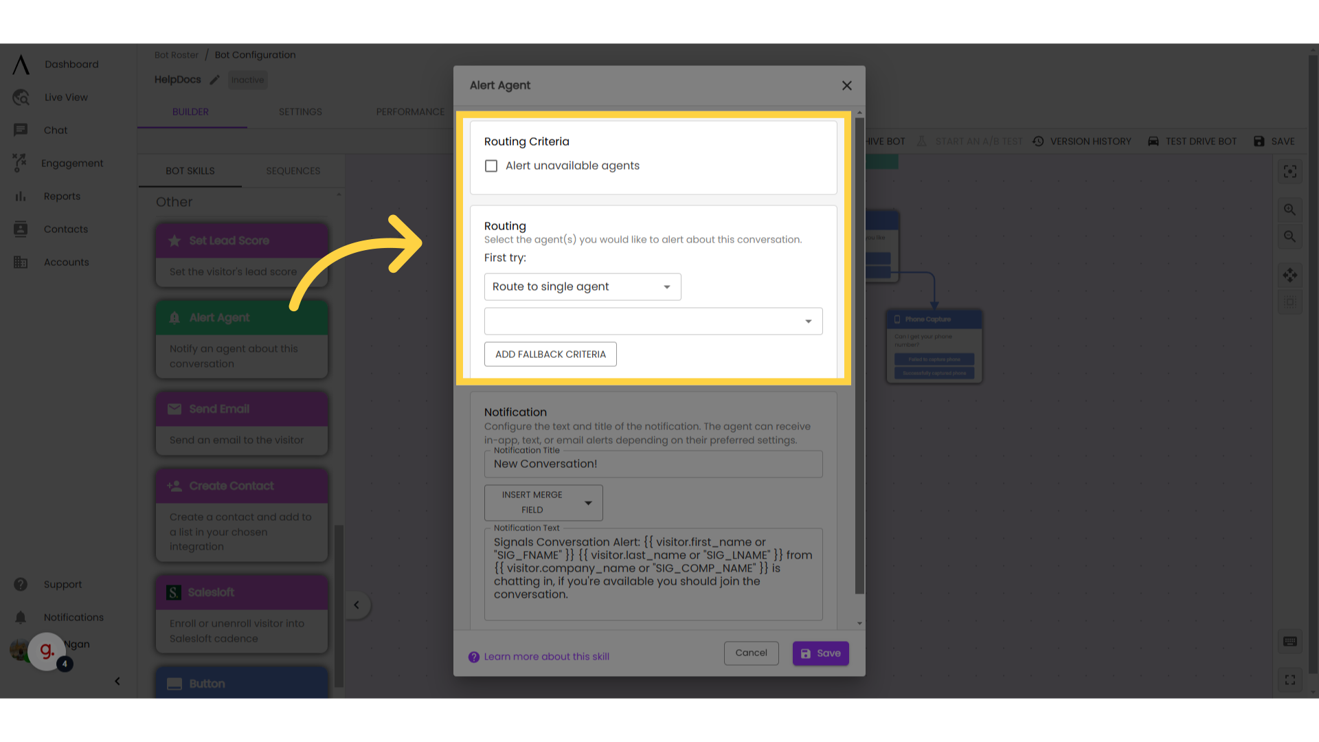 Configure routing settings