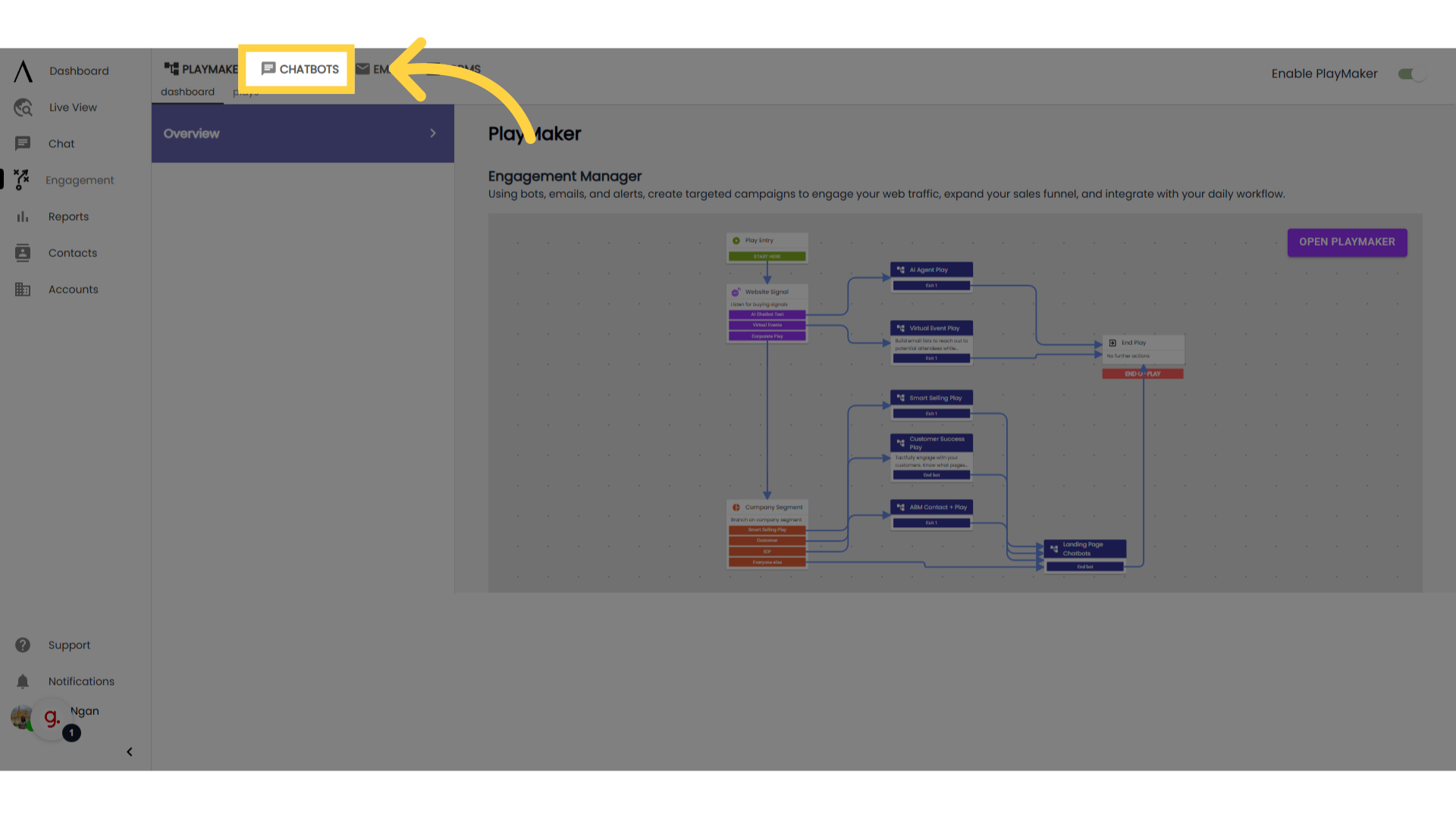 Navigate to 'Chatbots'