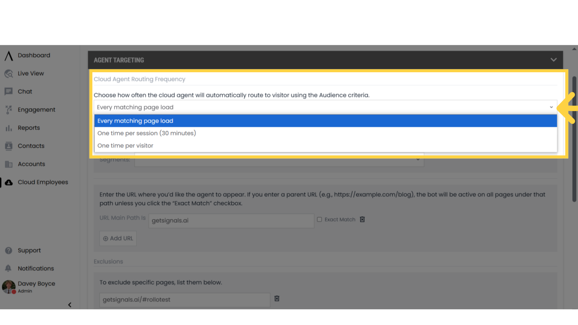 Cloud Agent Routing Frequency