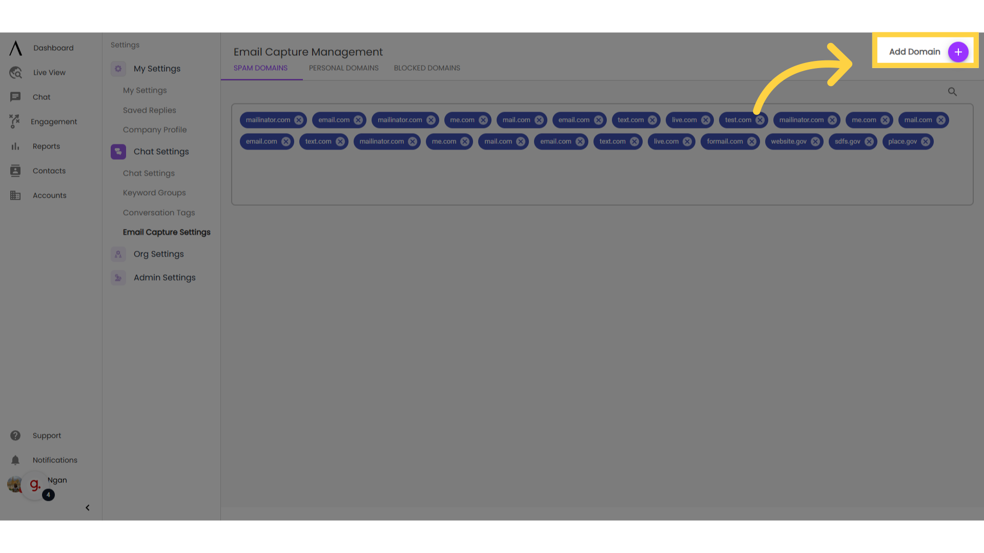 Navigate to 'Add Domain'