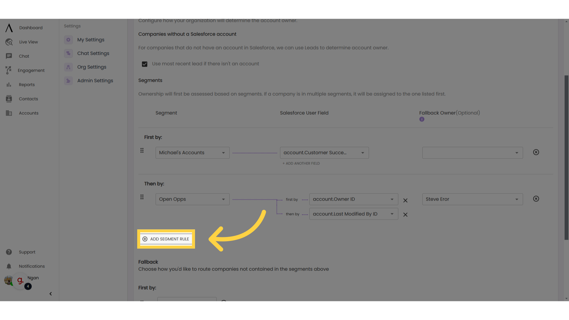 Click 'Add Segment Rule'