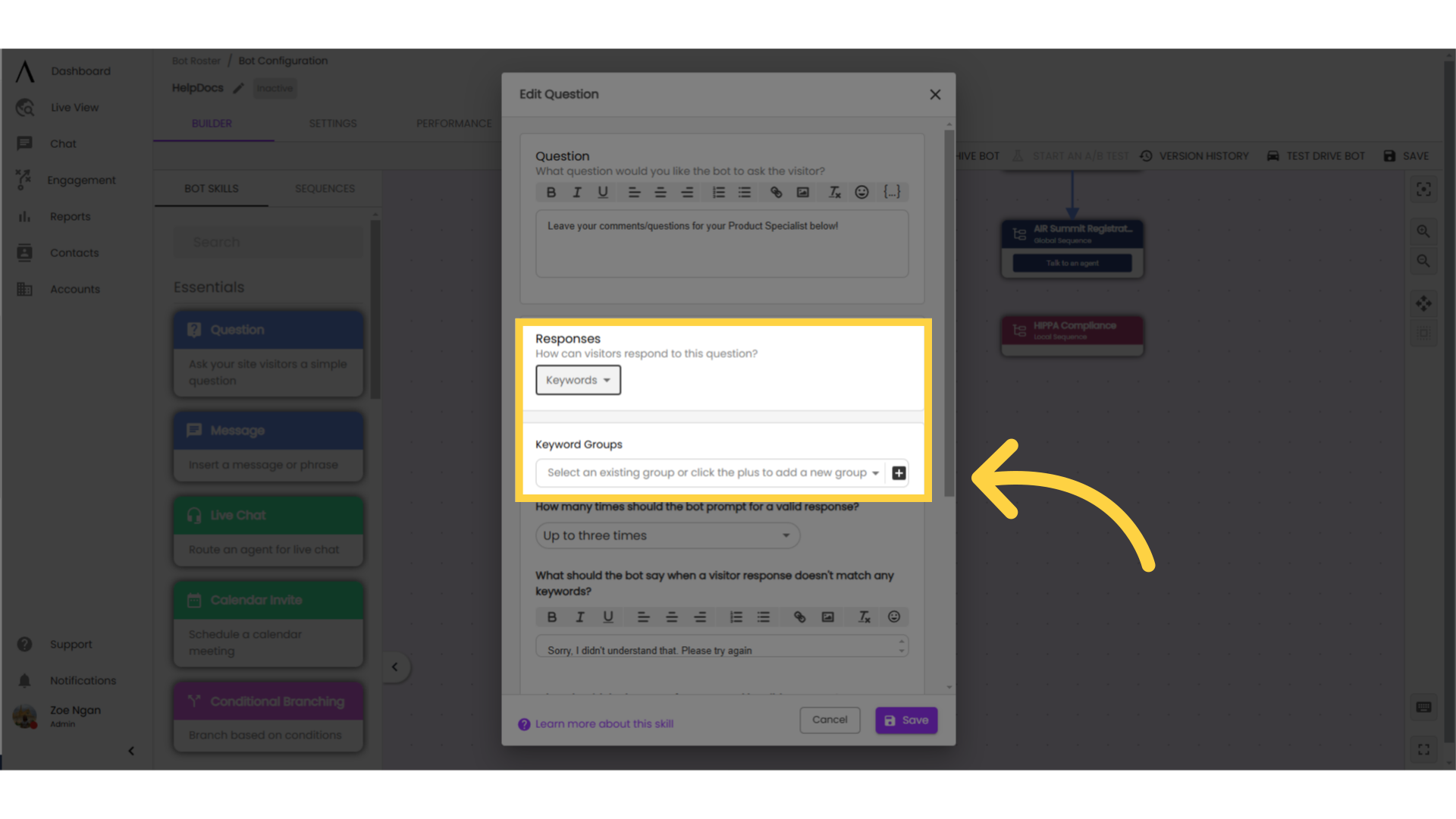 Keyword set-up