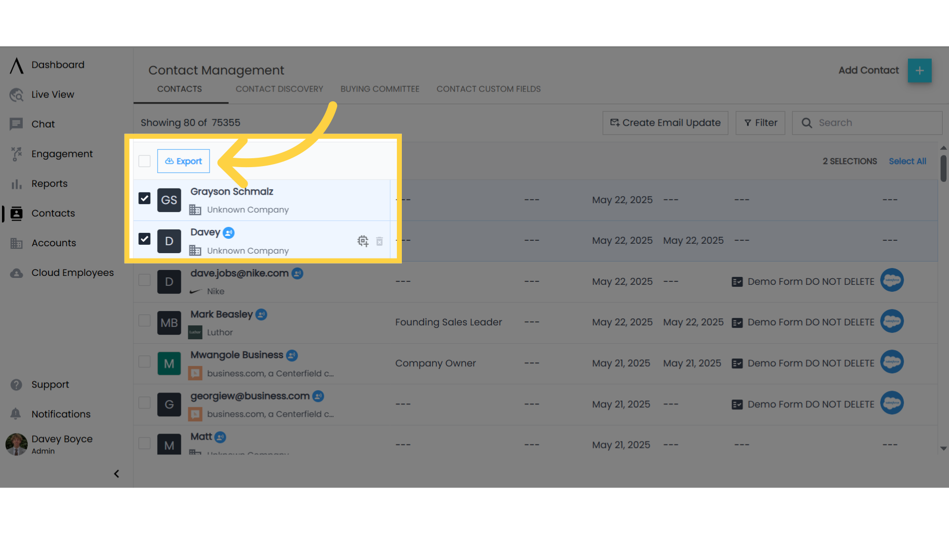 Click here to export a CSV