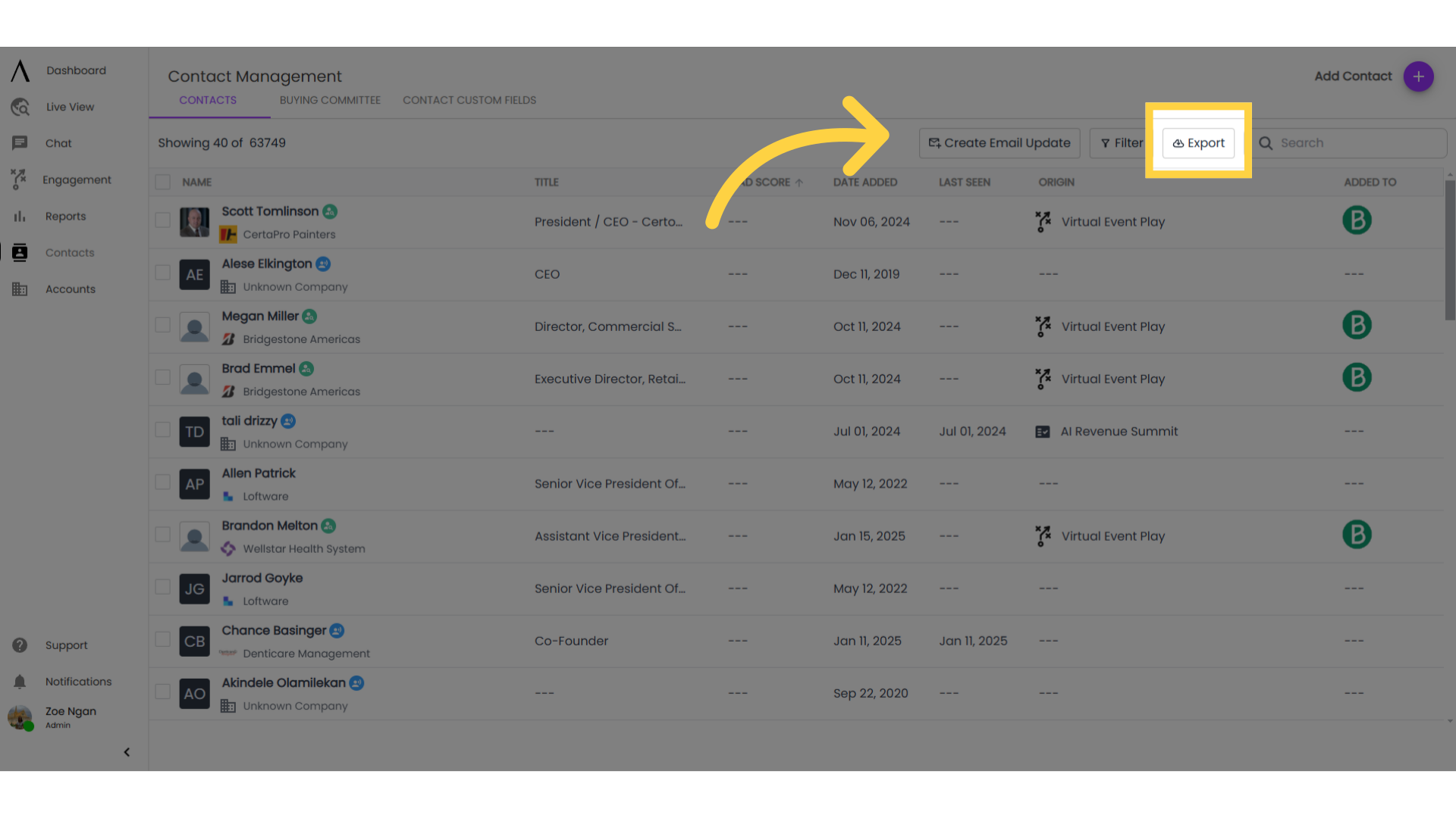 Export a CSV