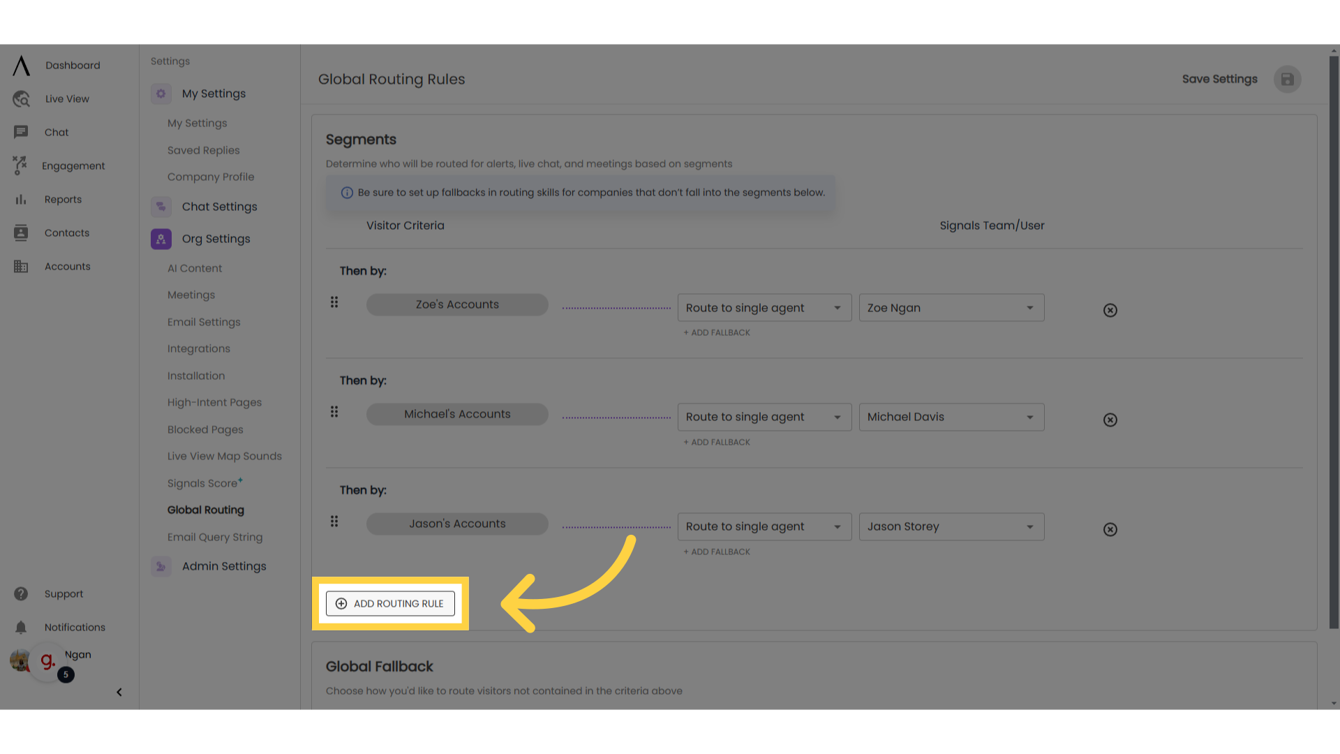 Select 'Add Routing Rule'