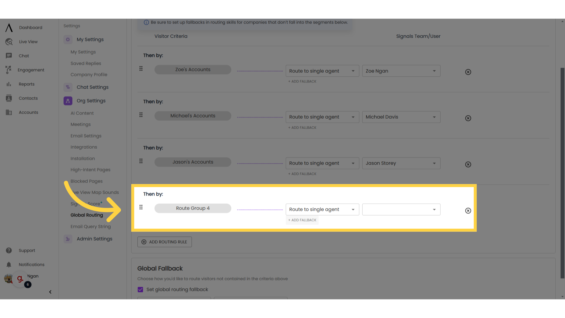 Determine routing rules