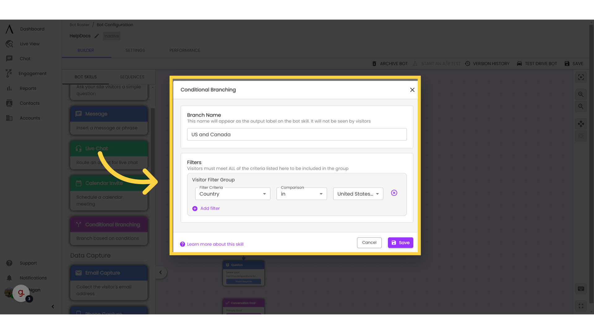 Configure branch settings