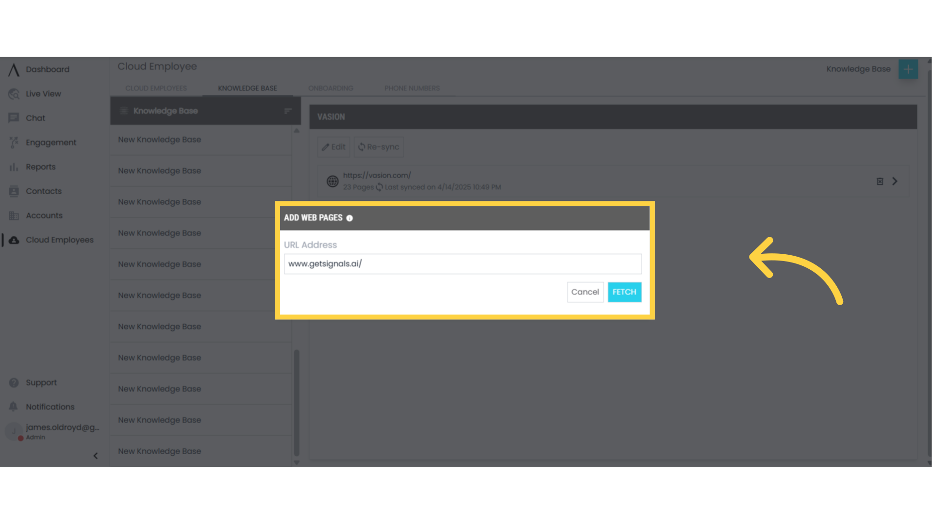 To Add a 
          Web Page to The Knowledge Base
