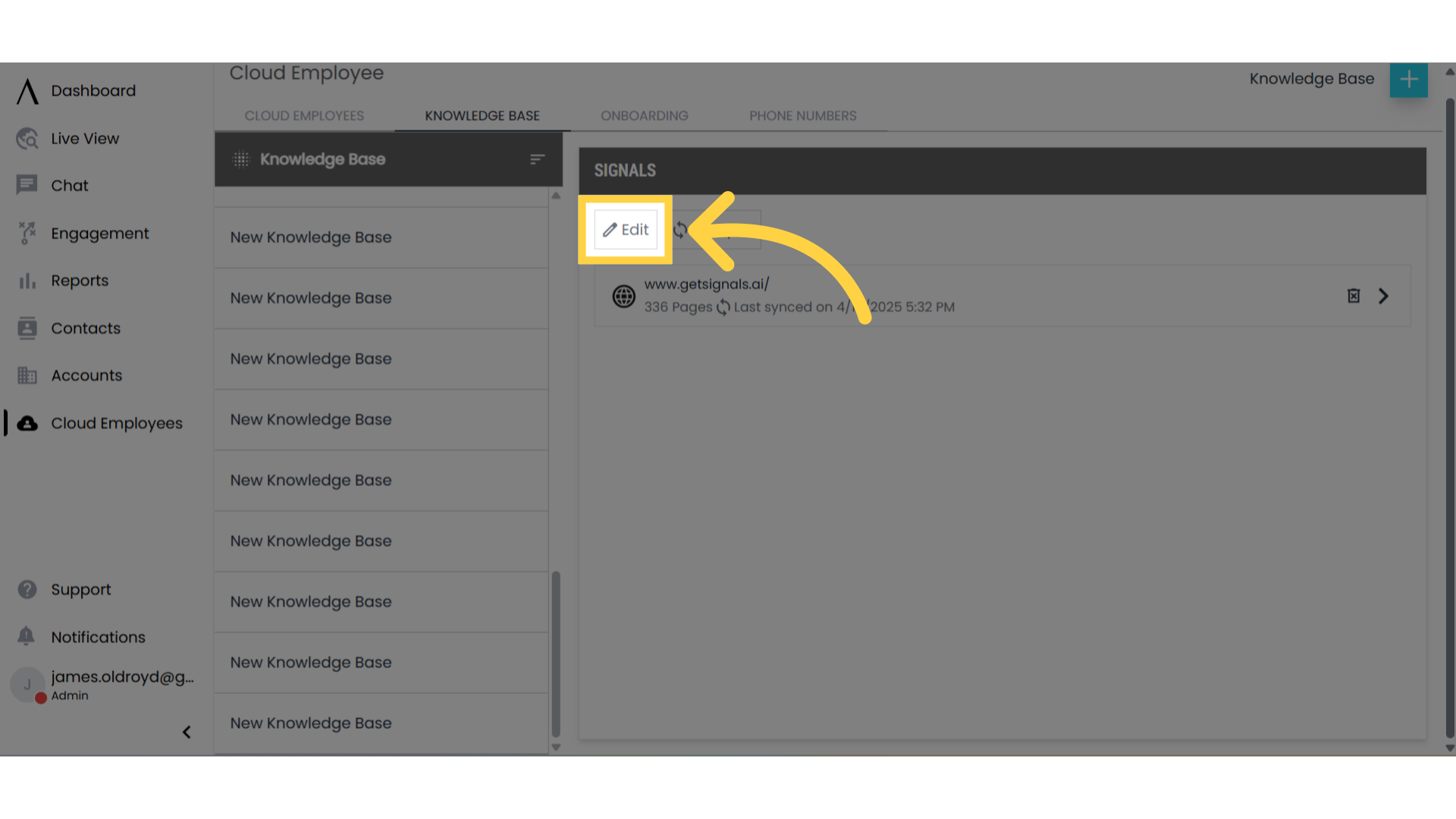 Click Here to Edit an Existing Knowledge Base