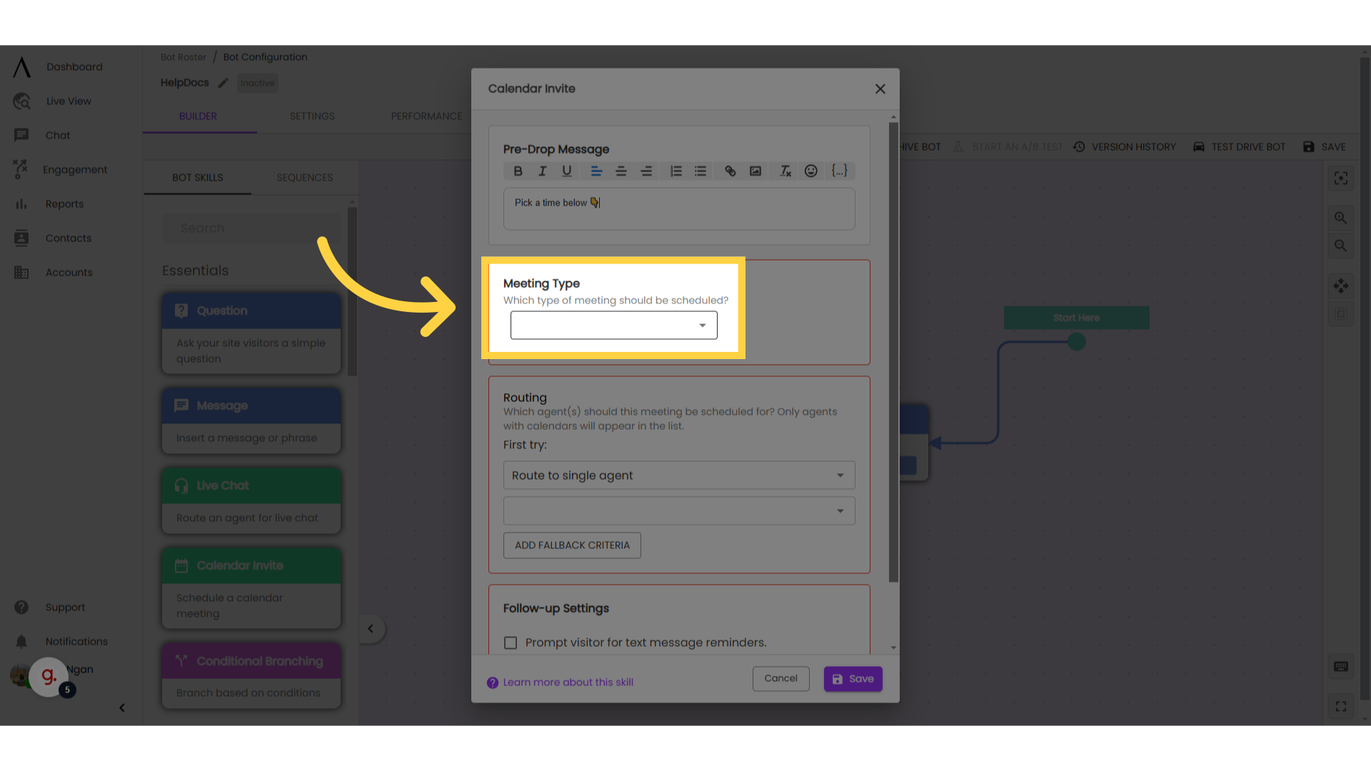 Select a meeting type: