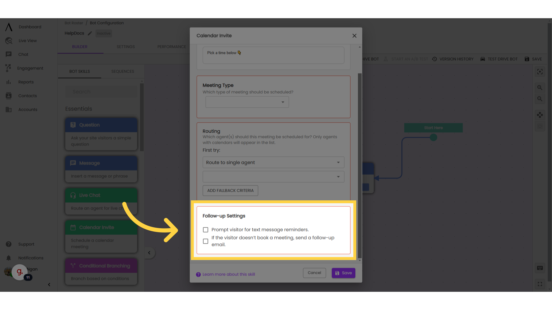 Configure your follow-up settings