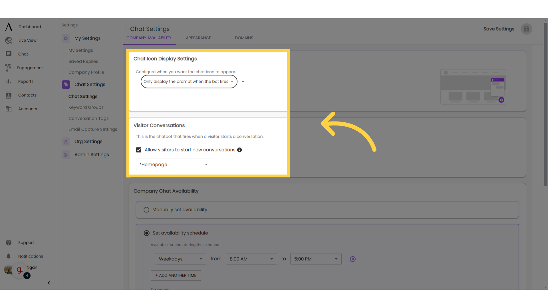 Configure display and chat settings