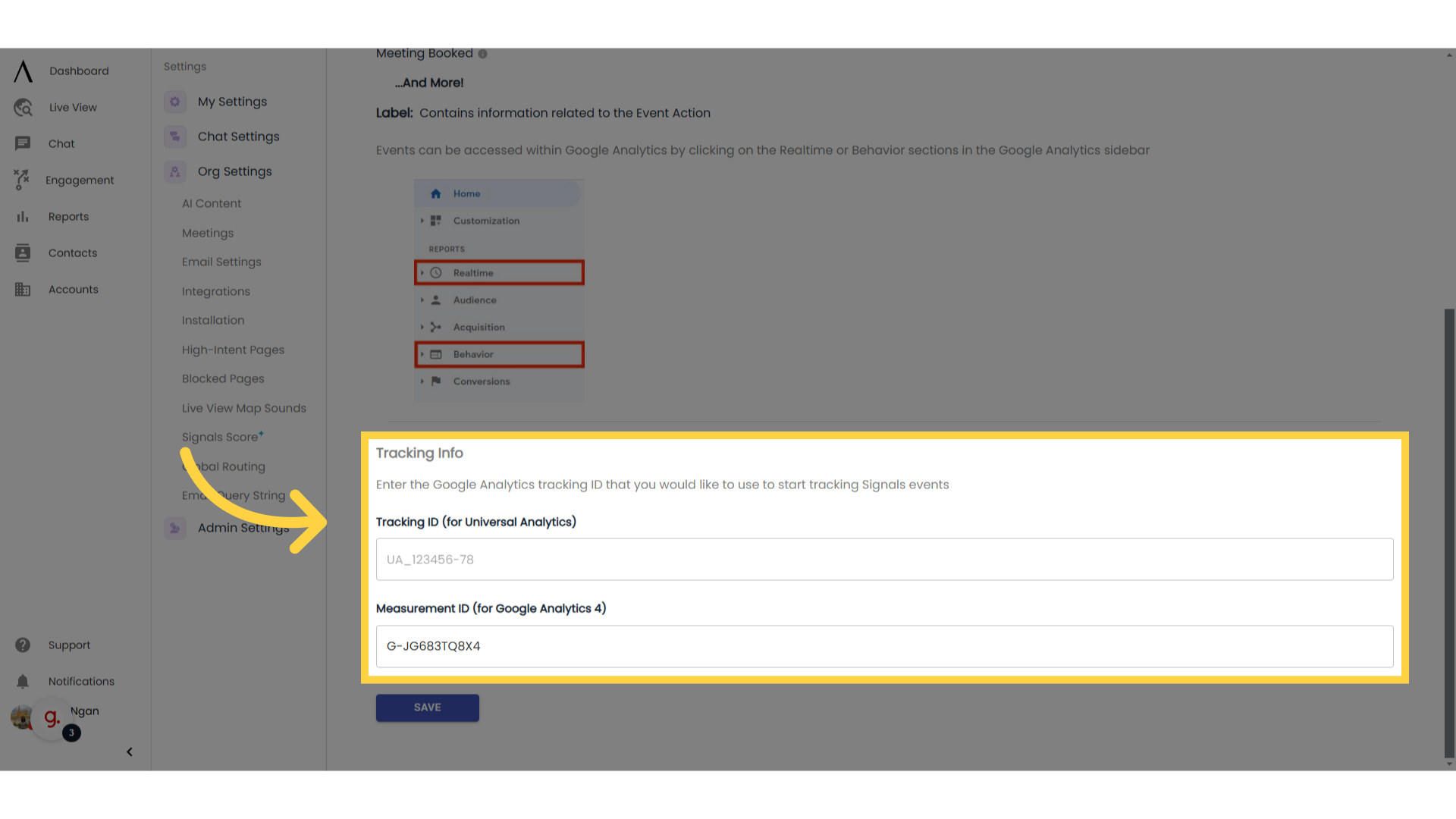 Input your Tracking ID