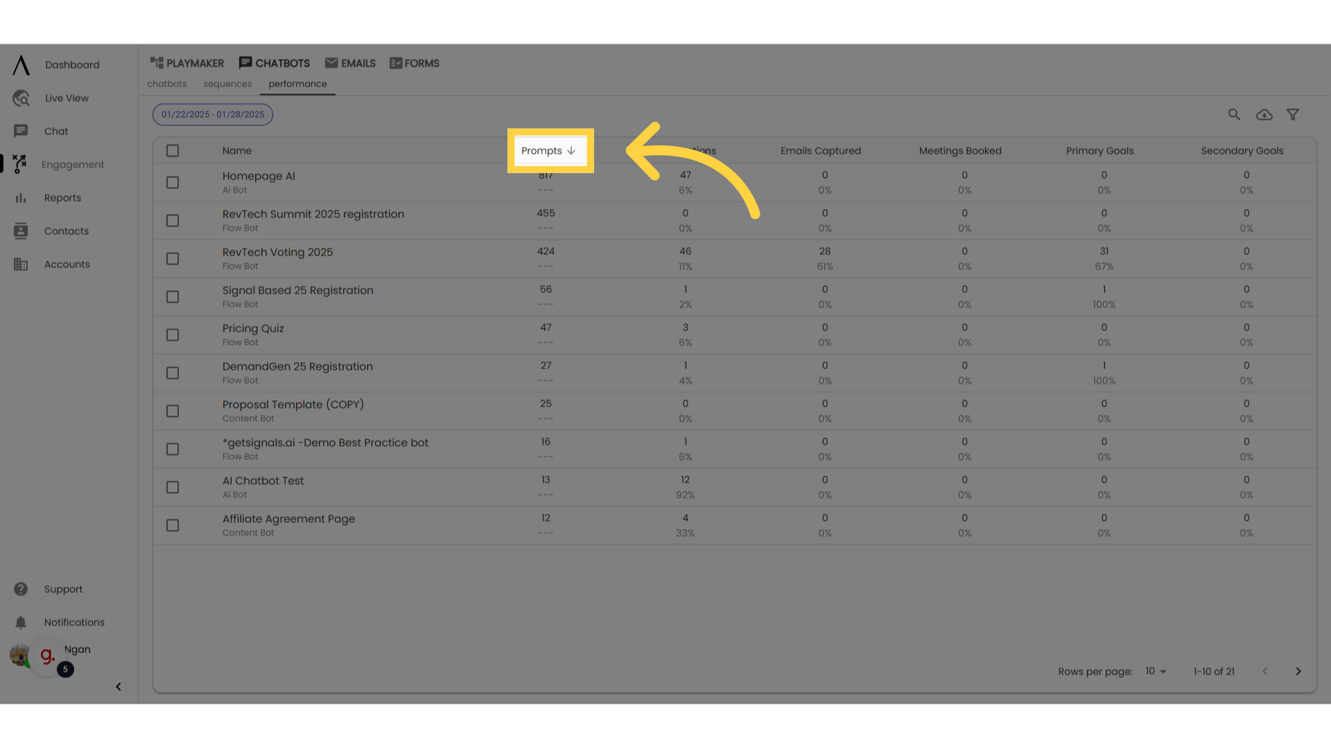 Use column headers to sort