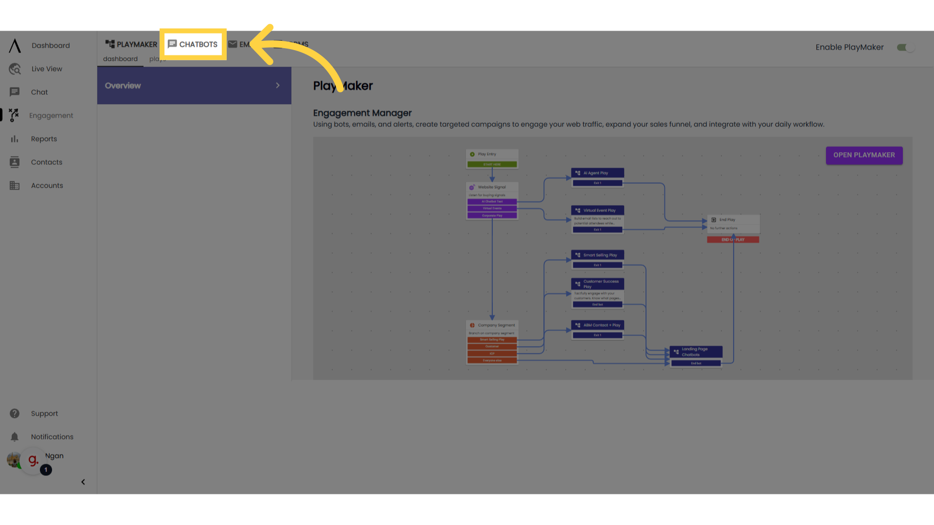 Navigate to 'Chatbots'