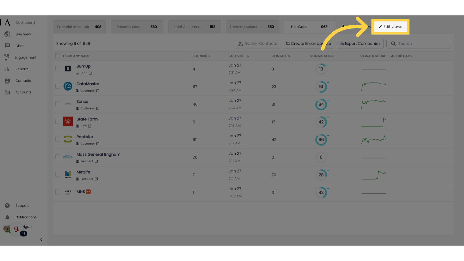 Navigate to 'Edit views'