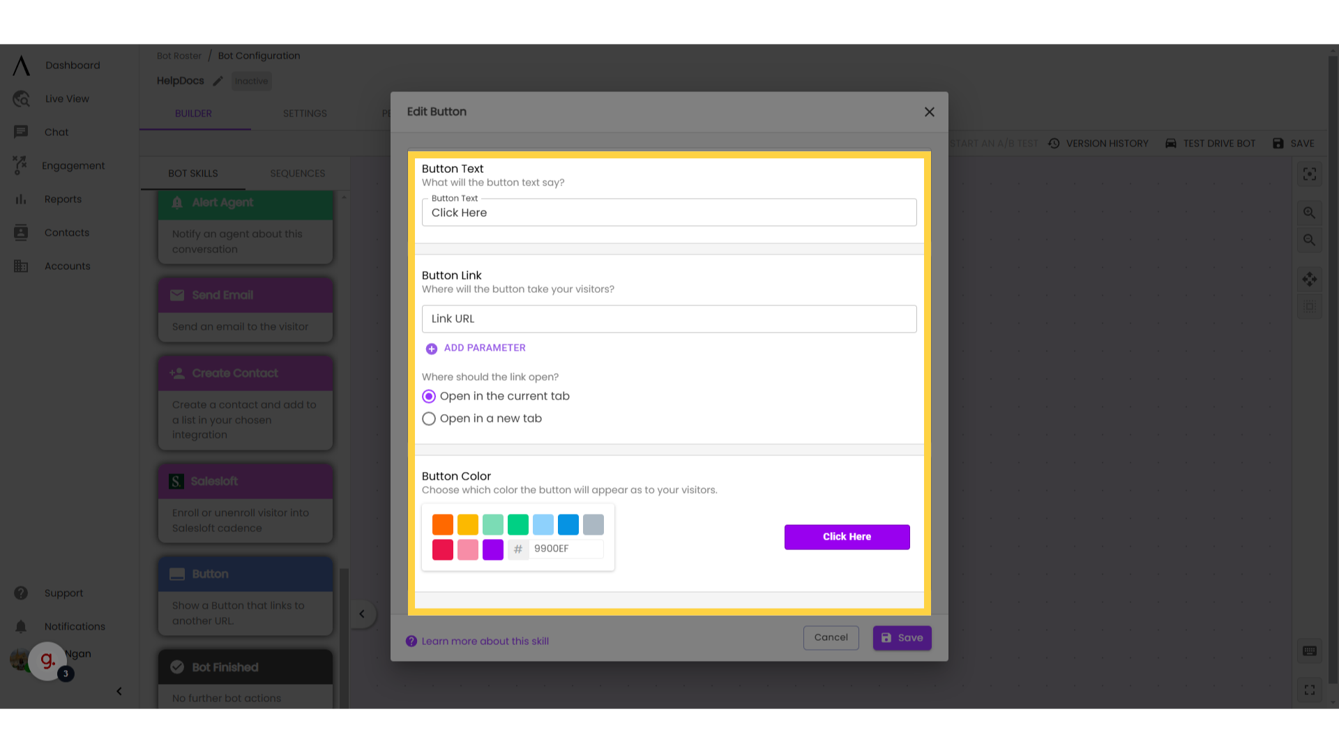 Configure button settings