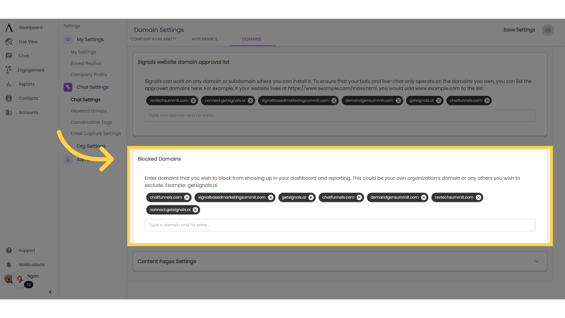 Blocked Domains