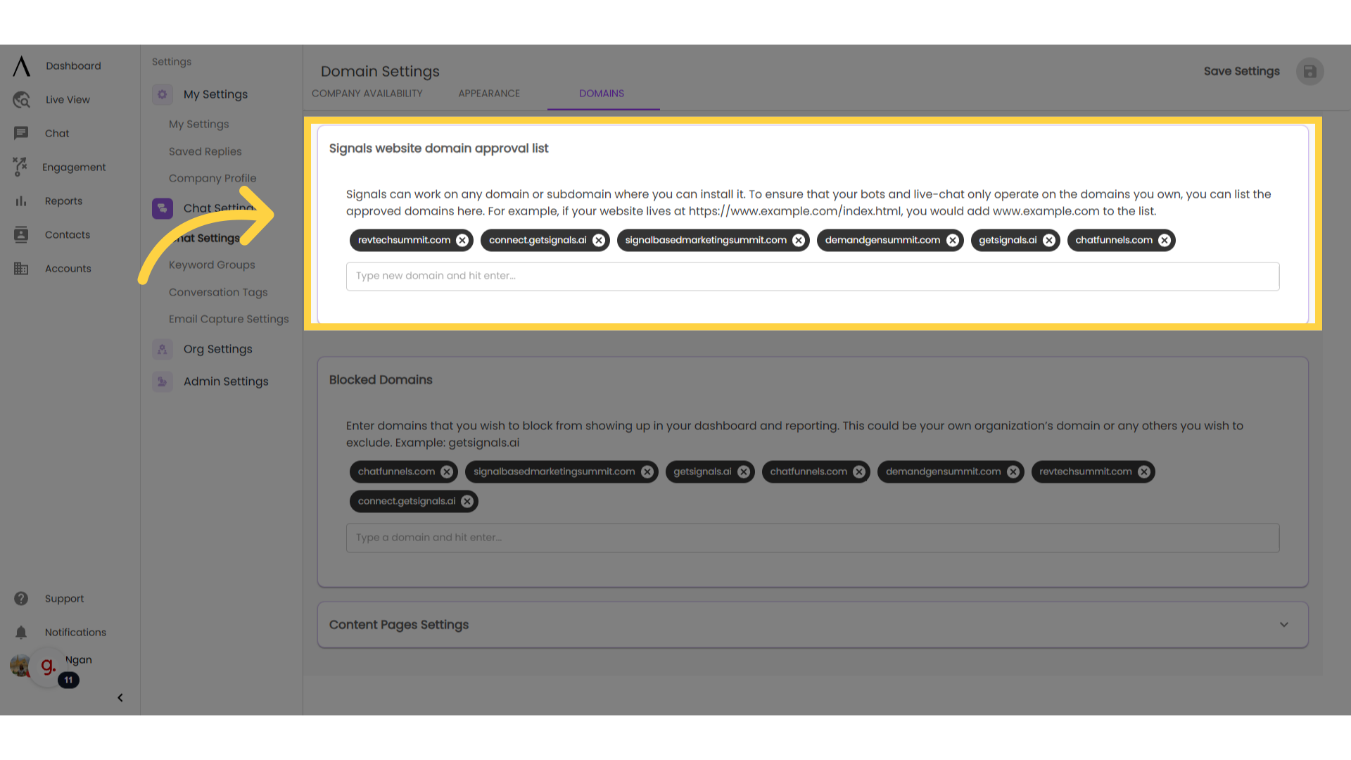 Domain approval list