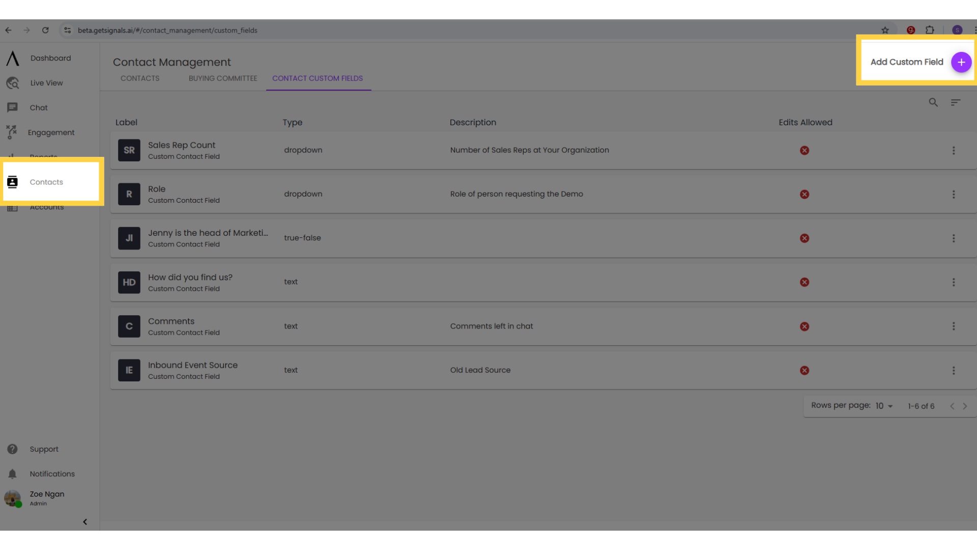 Create a custom contact field