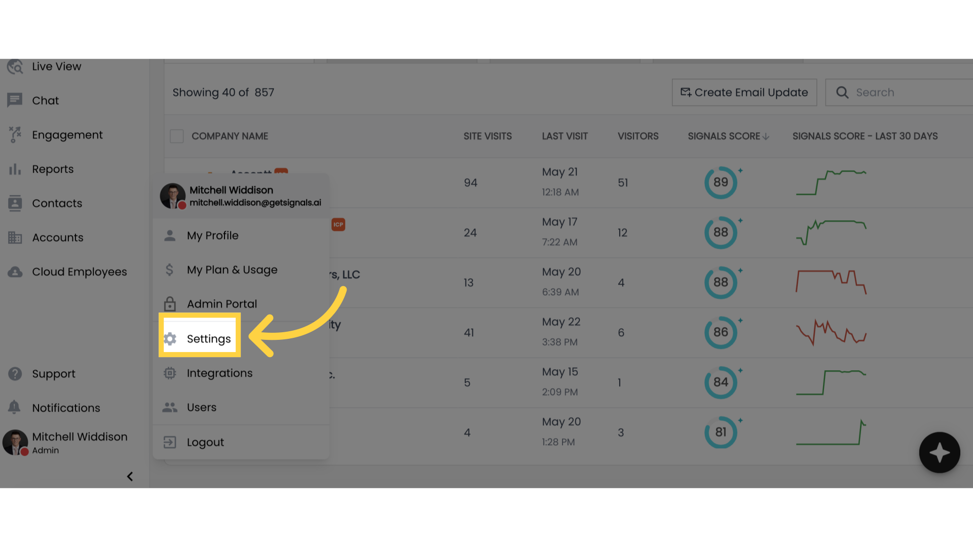 Click on Settings