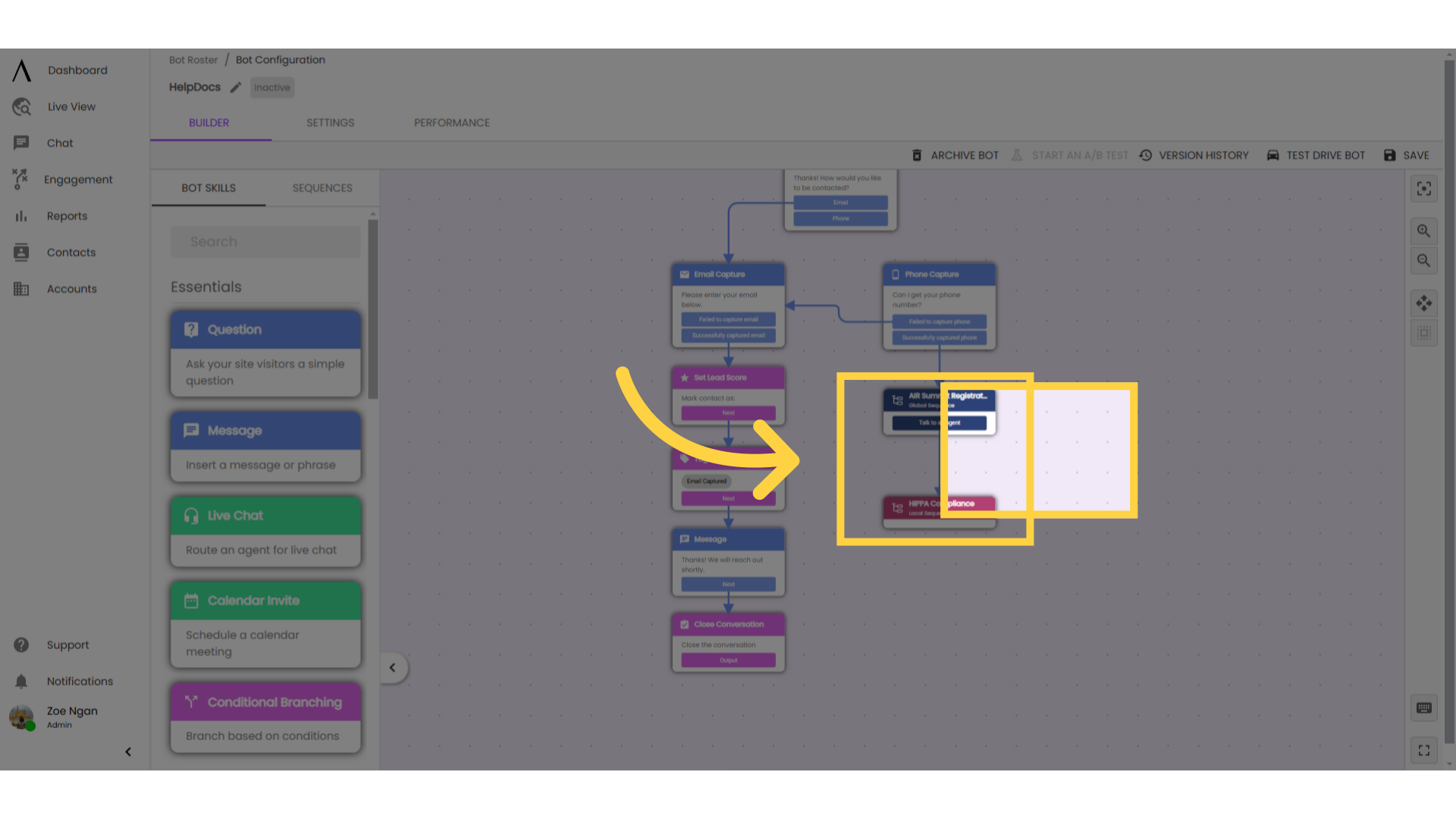 Connect sequenced skills