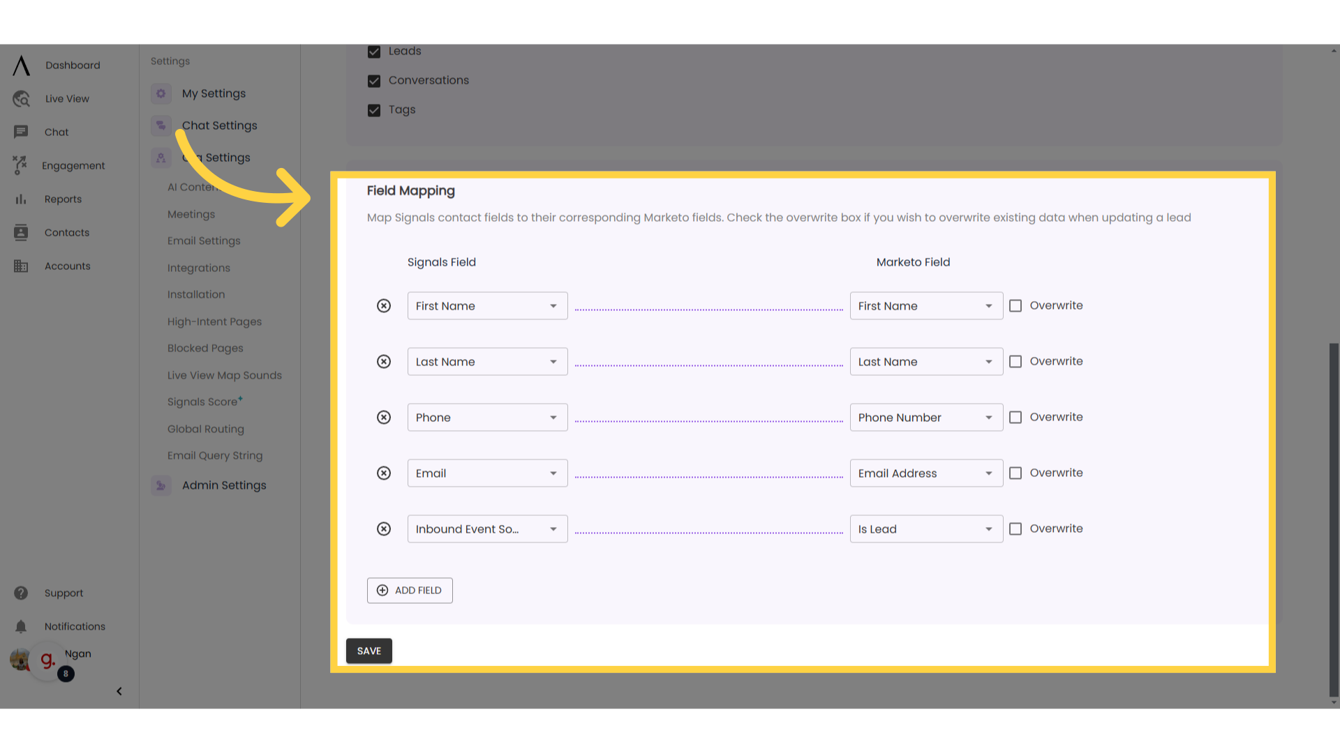 Customise Field Mapping