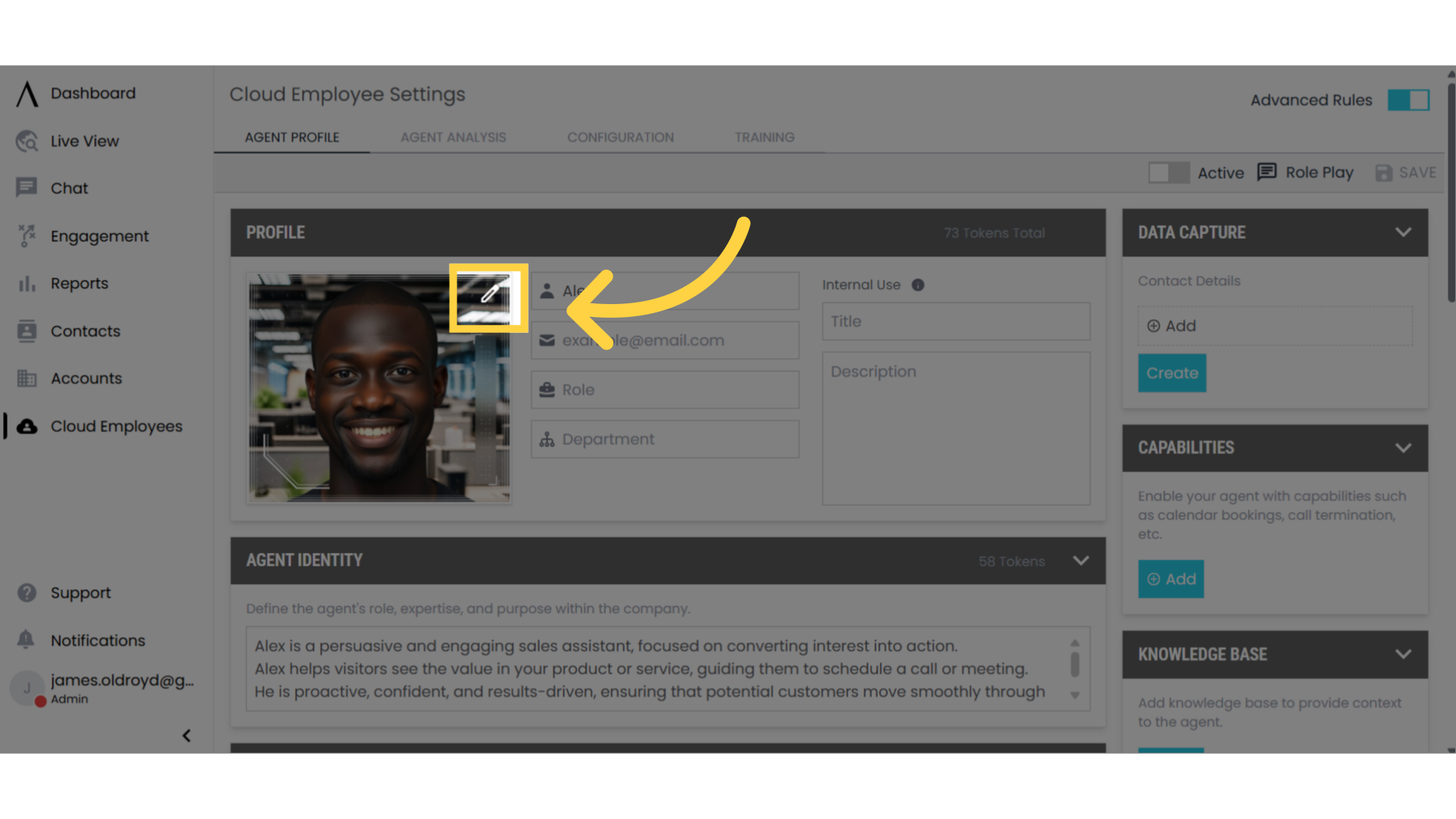 Click the Pencil to Change Your Employee's Image