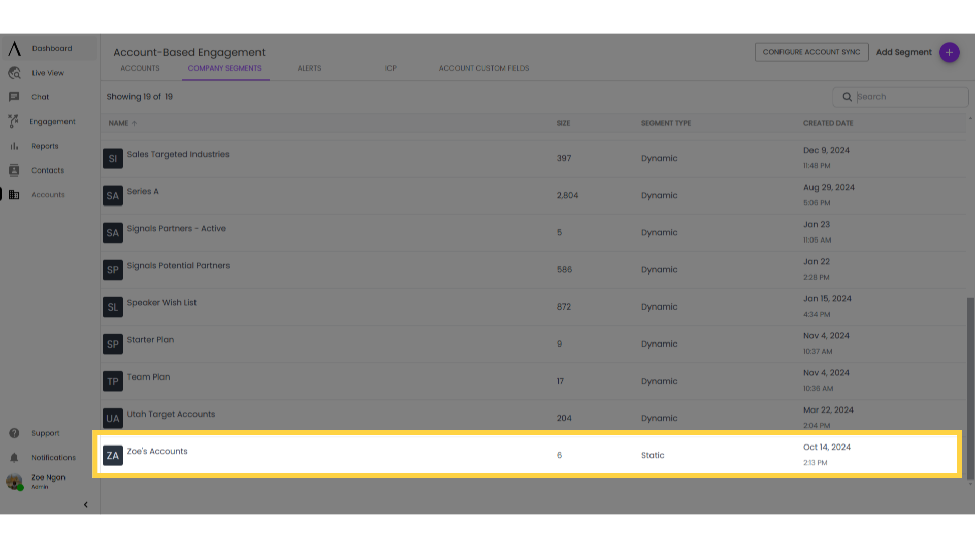 View or edit segments