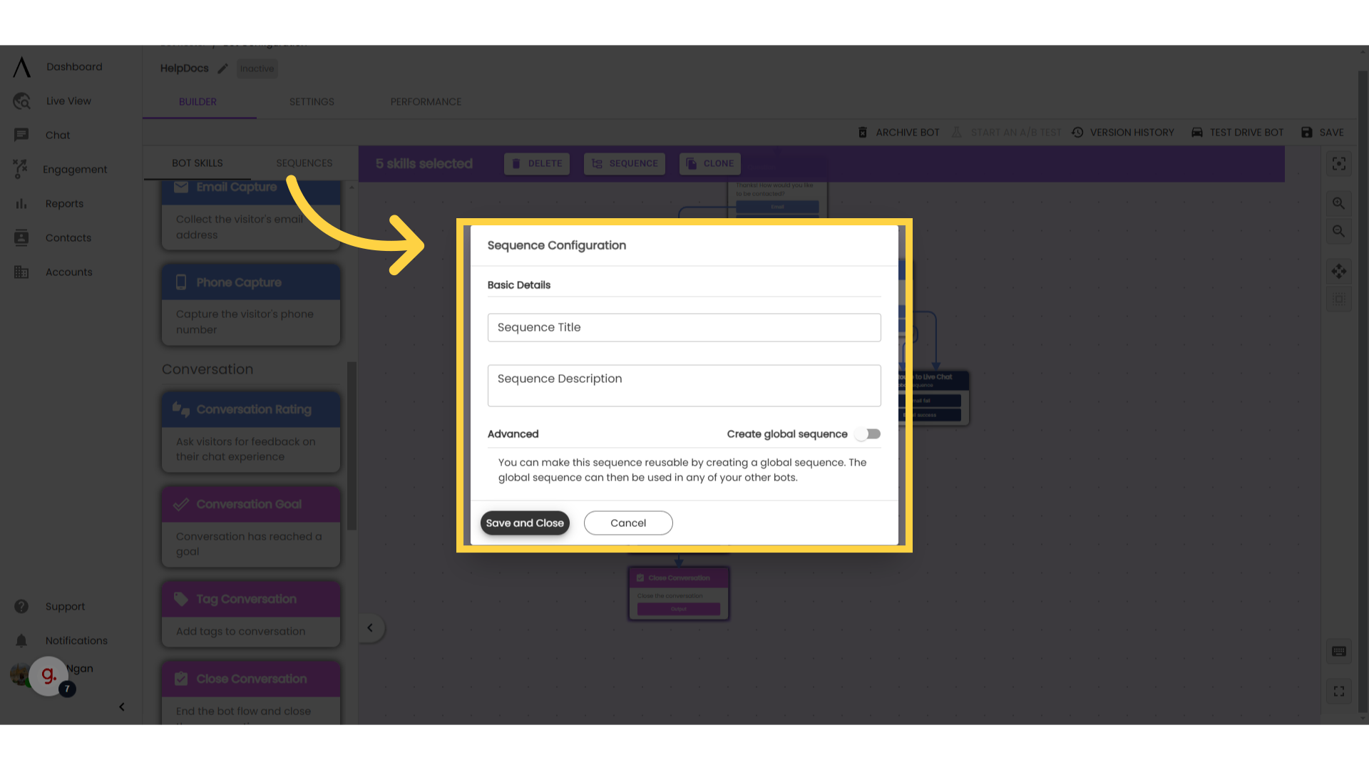 Fill in your sequence information