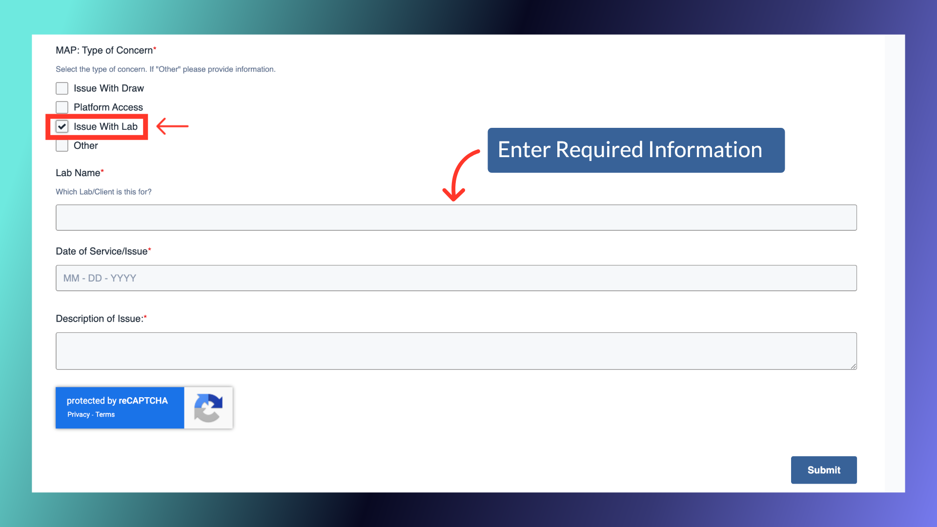 Type of Concern: Issue with Lab