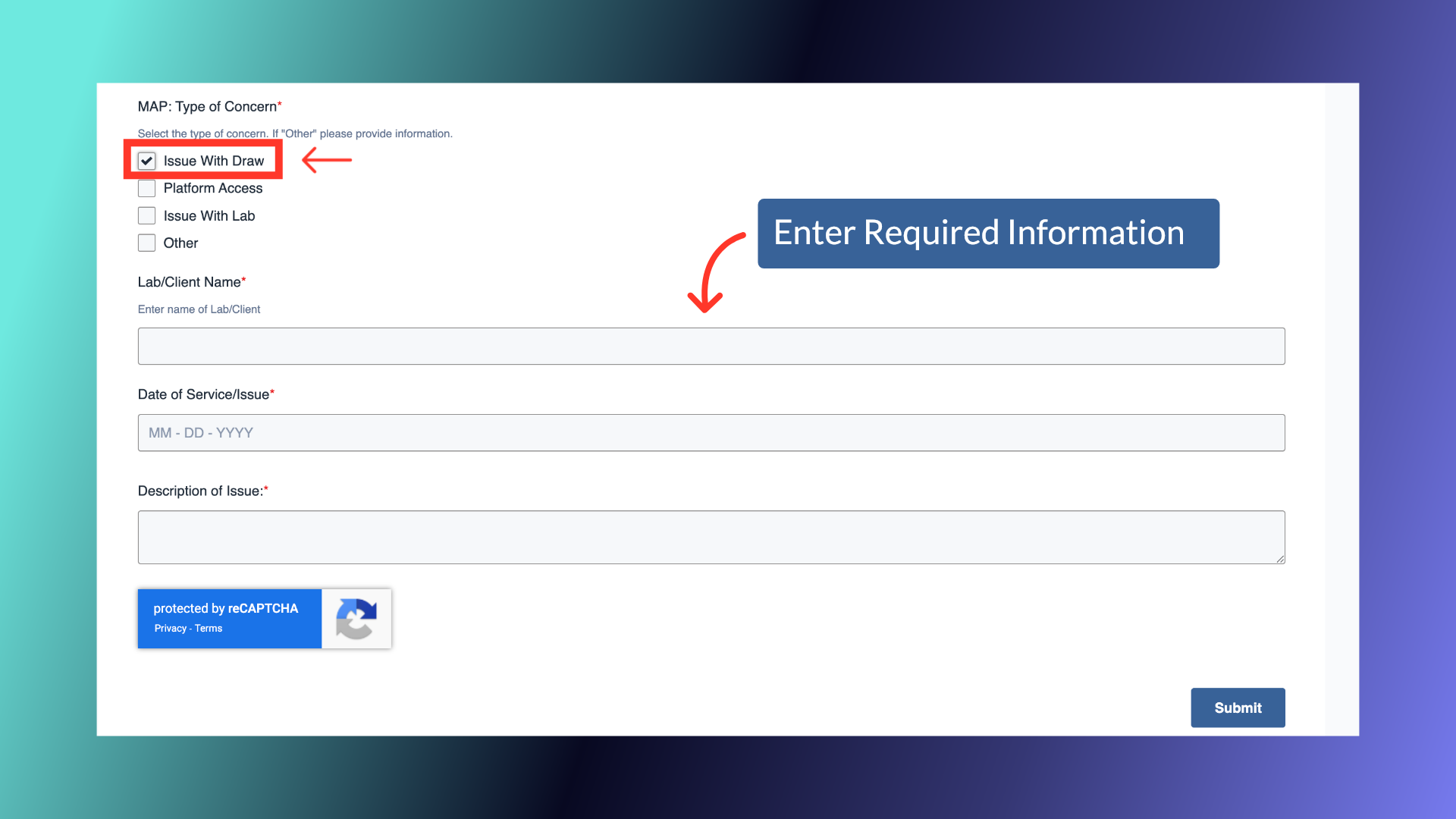 Type of Concern: Issue with Draw