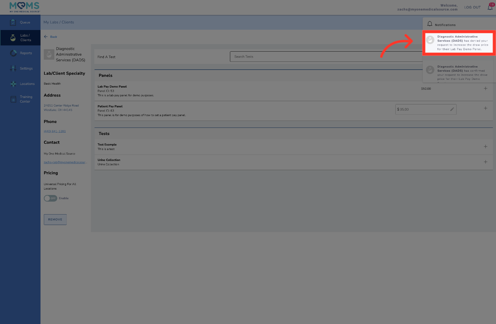View Denial Notification