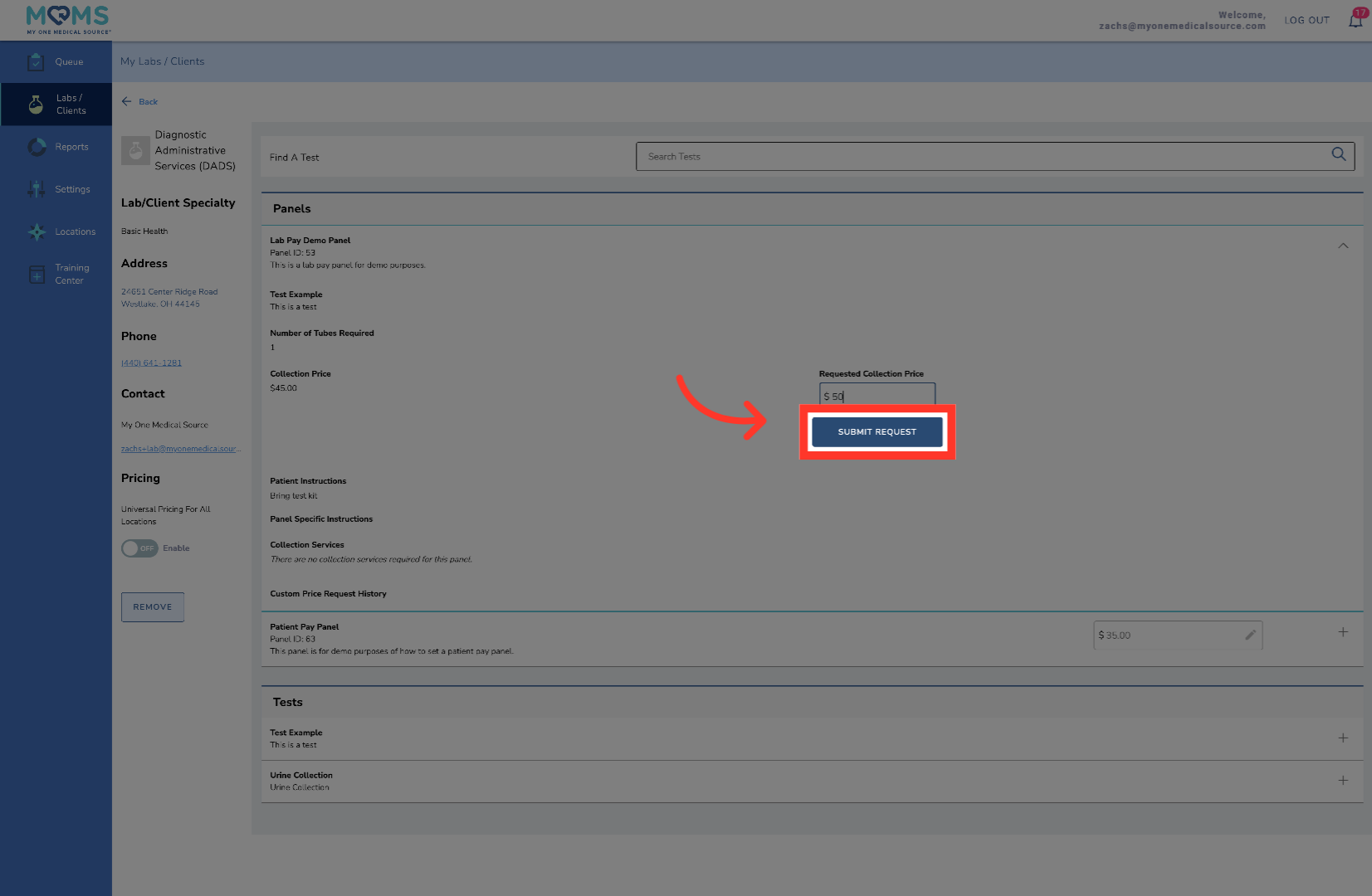Submit Price Request