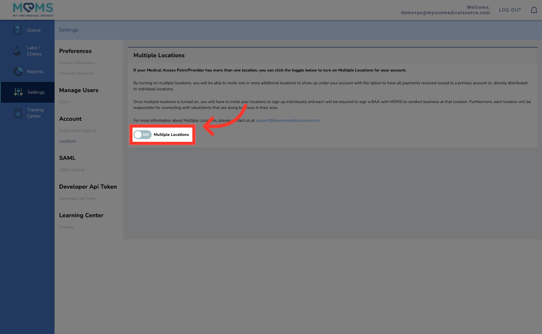 Toggle Multiple Locations 'On'