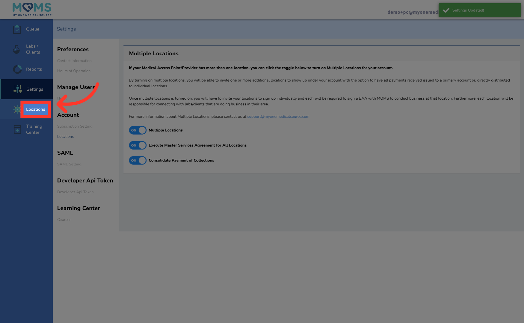New Locations Menu Populates