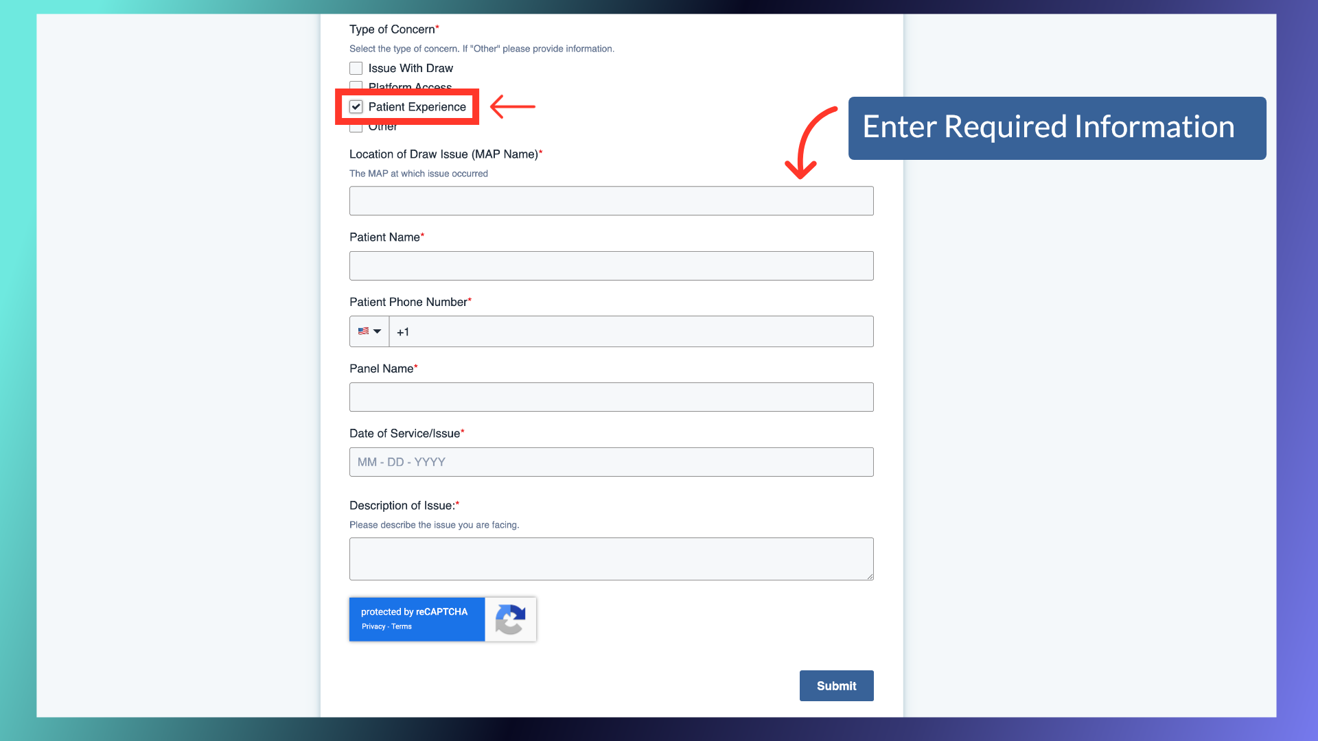 Type of Concern: Patient Experience
