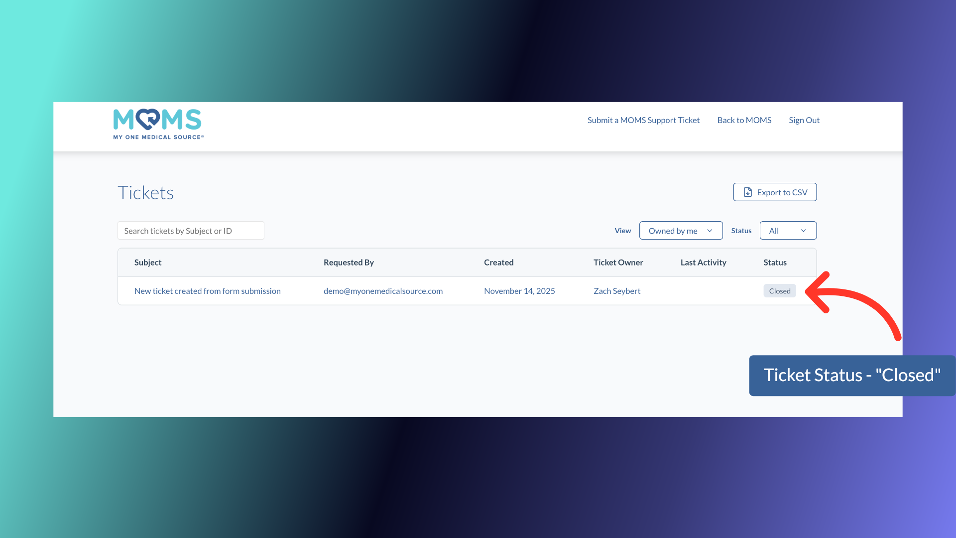 Ticket Status - 'Closed'
