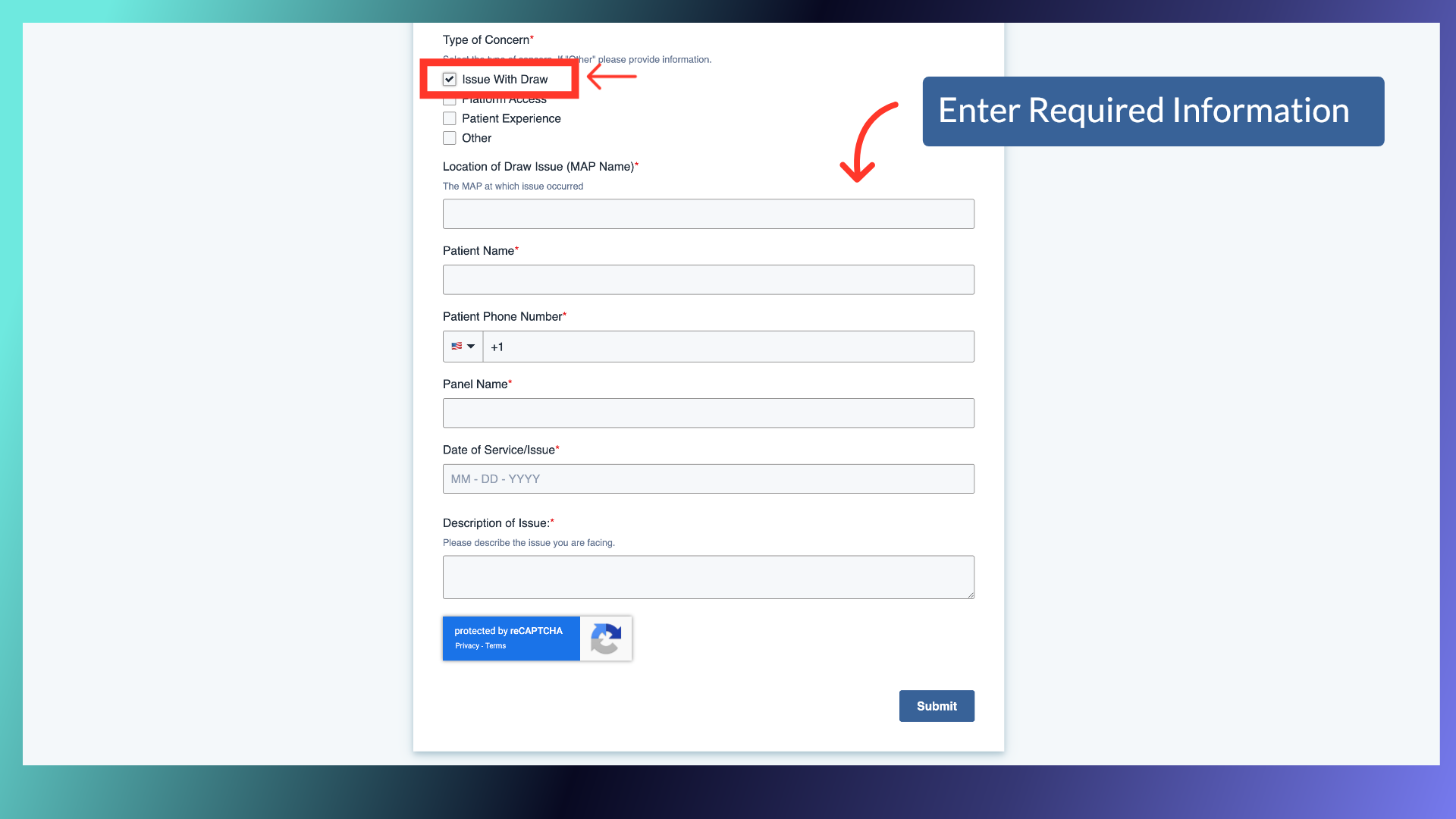 Type of Concern: Issue with Draw