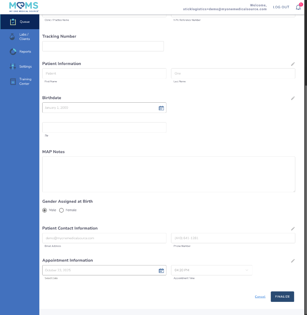 Finalize Patient Check-In
