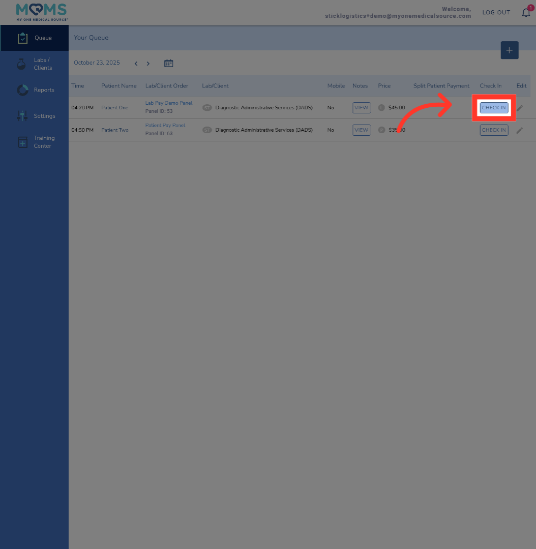 Initiate Patient Check-In